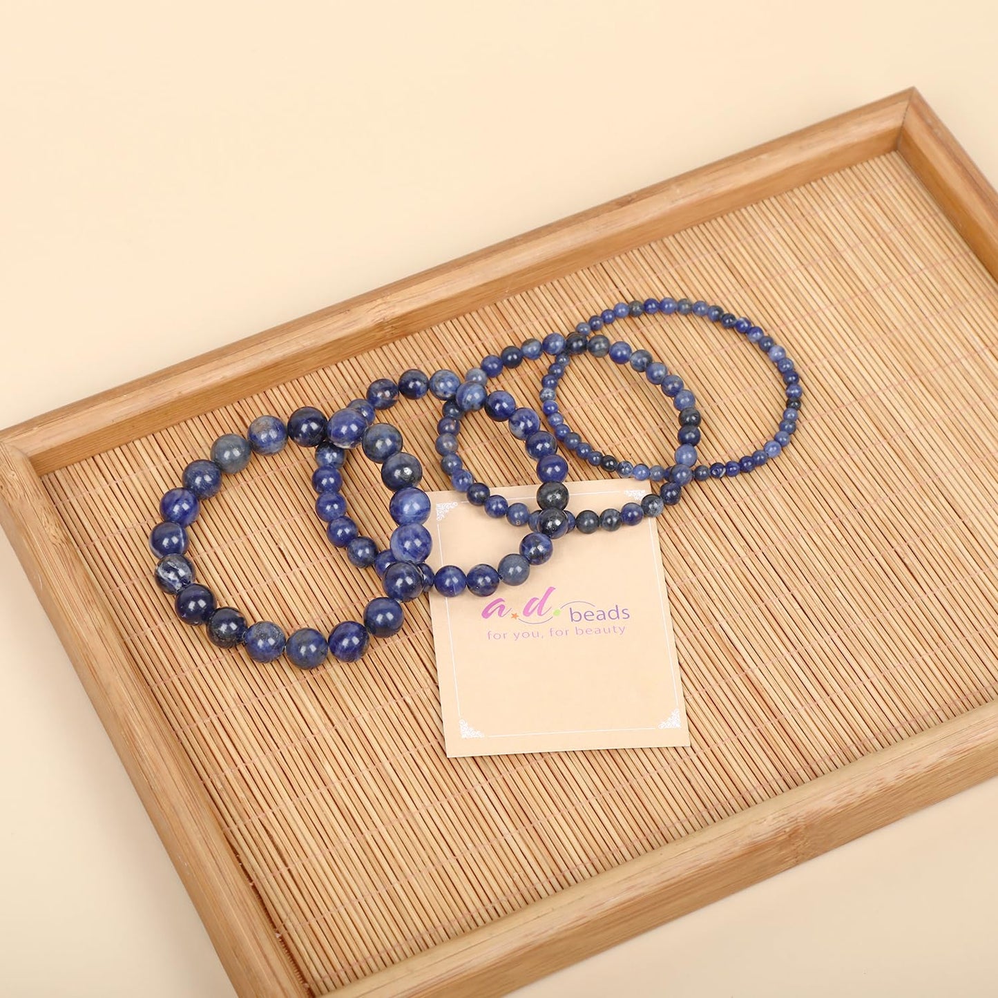 AD Beads Handmade Gemstone Stretch Elastic Bracelet Crystal Healing Reiki Nature's Beauty and Spiritual Essence Unisex (8mm, Blue Sodalite)