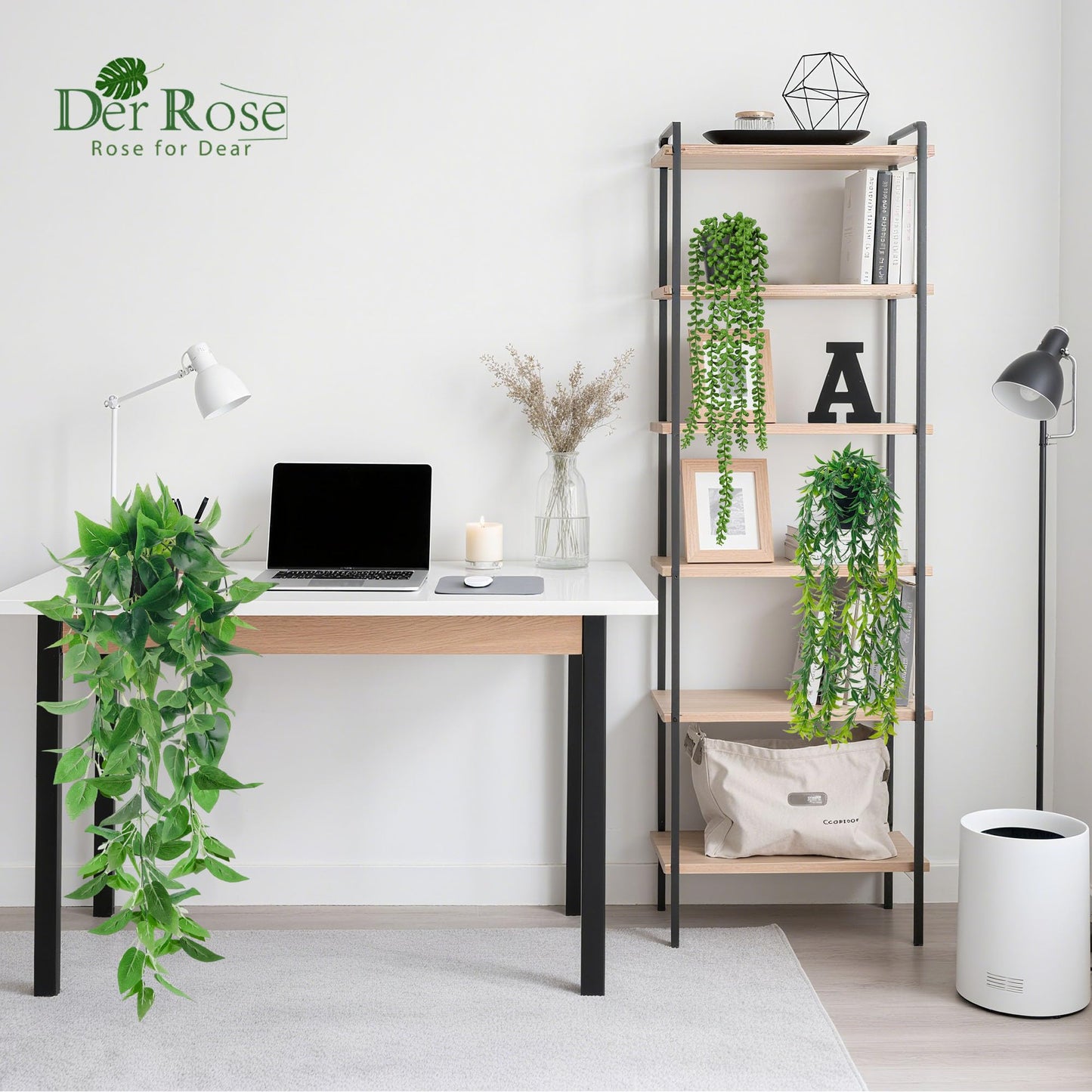Der Rose 6Pcs Fake Hanging Plants Artificial Vines Faux Hanging Plants Indoor for Bathroom Kitchen Wall Bookshelf Outdoor Decor