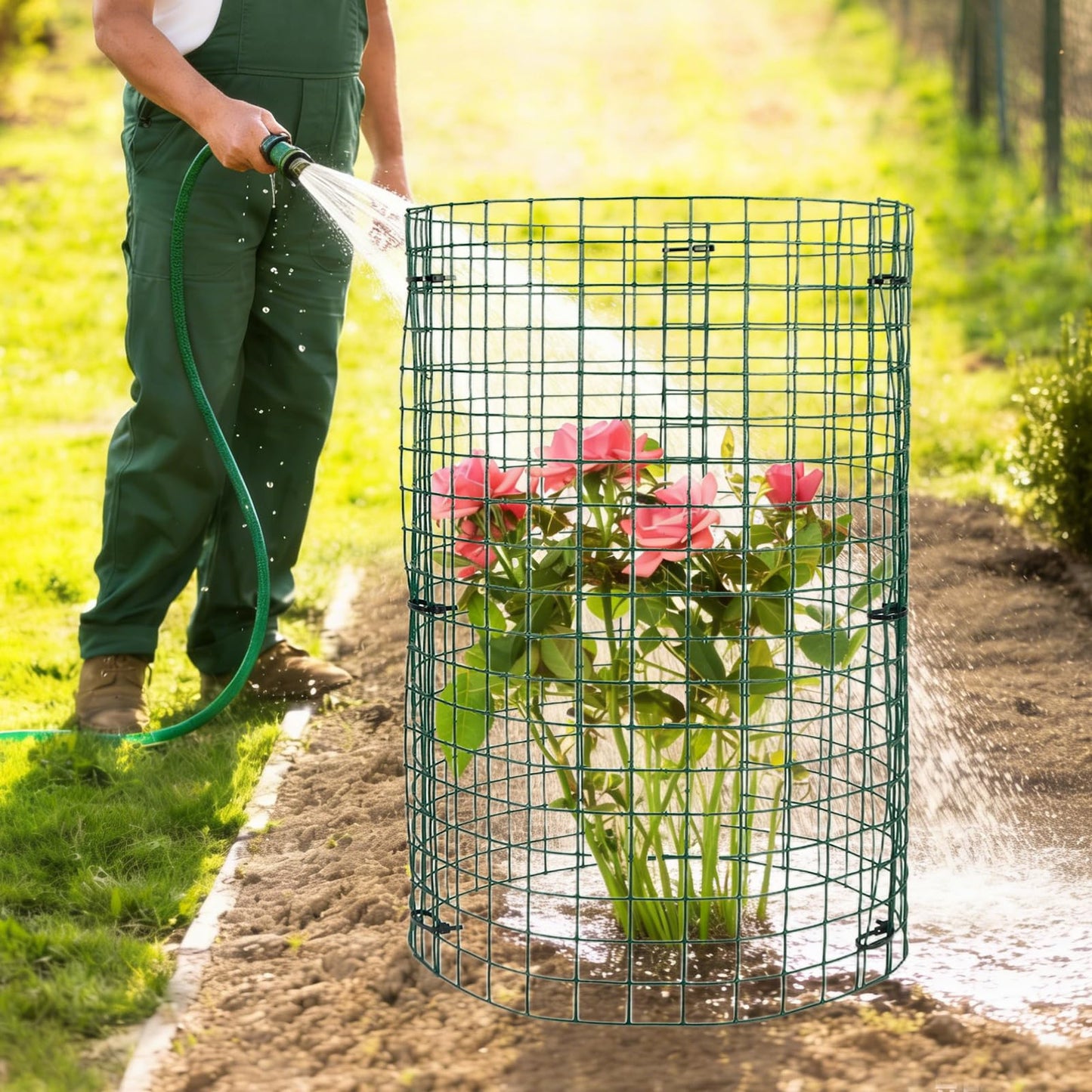 succulentlovers 10 Sets 20"x 12" Wire Plant Protector from Animals, Plant Protector Cages with Zip Ties & Stakes, Garden Plant Protectors Chicken Wire Plant Covers for Flower and Vegetables Protection