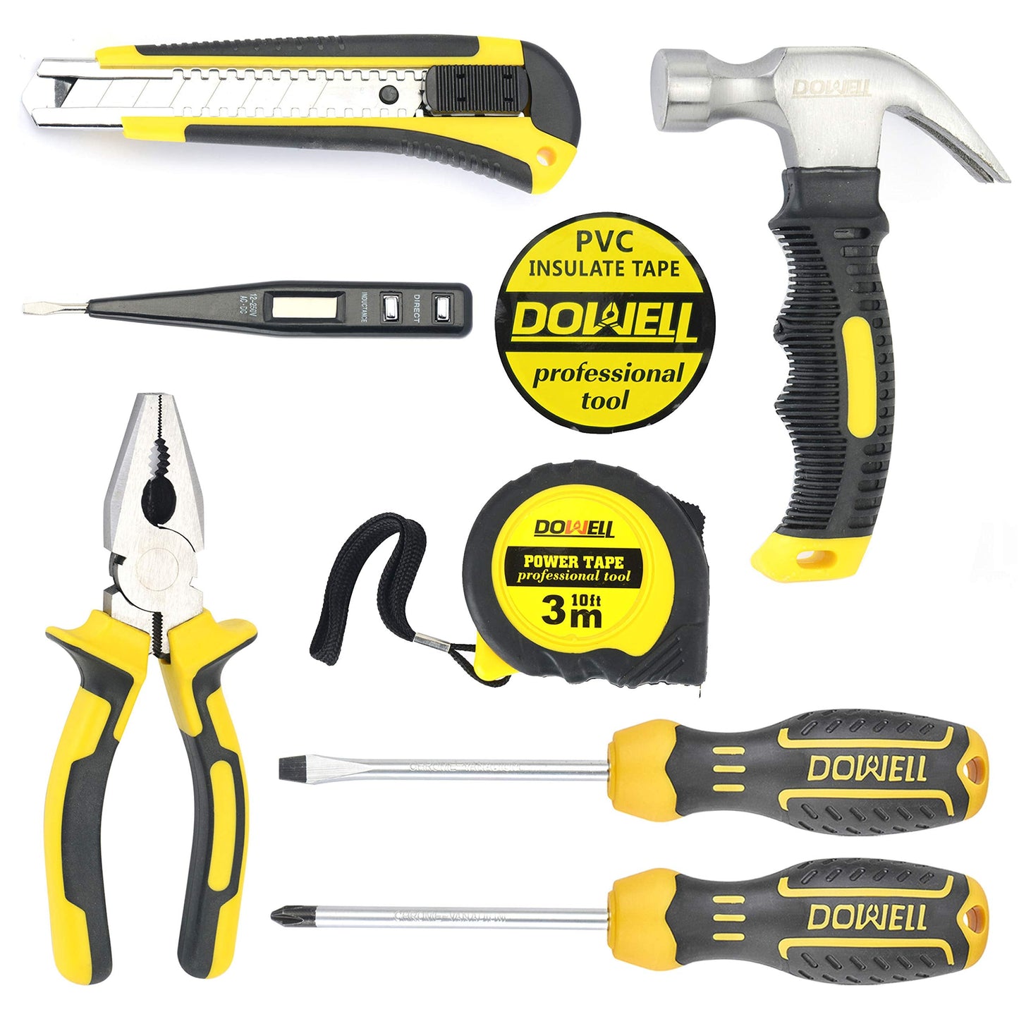 DOWELL Small Mini Tool Set School College Student Kids Dorm Tool Set Kit Home Repair Hand Tools with Tool Box Storage Case Upgraded HYT9