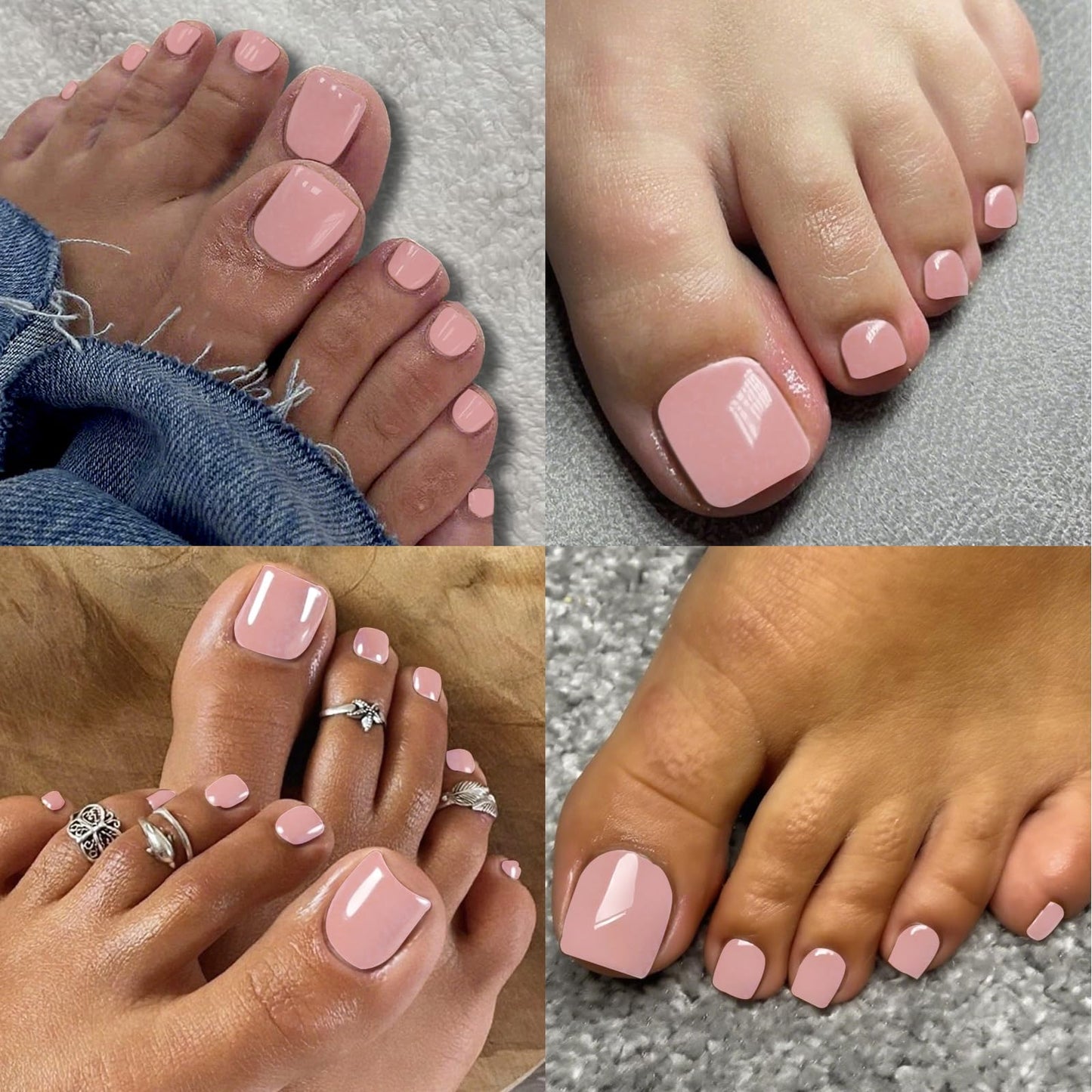 Lifextol 120PC Pink Press on Toenails for Women Fake Toe nail Press ons Acrylic Toe Press on Nails Set, Pink Press on Toe Nails Press on Fake Toenails Press ons Acrylic Toe Nail Tips Kit & Glue Tab-M