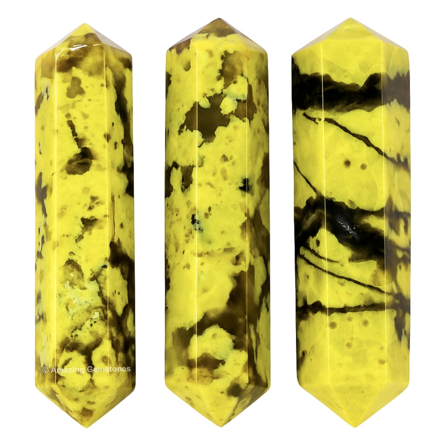Amazing Gemstone Green Opal Crystal Points Bulk Healing Crystals - Pack of 3 Double Terminated Healing Wand Point Bulk Crystals for Crafts, Crystal Grid - Premium Crystals for Beginners Gifts