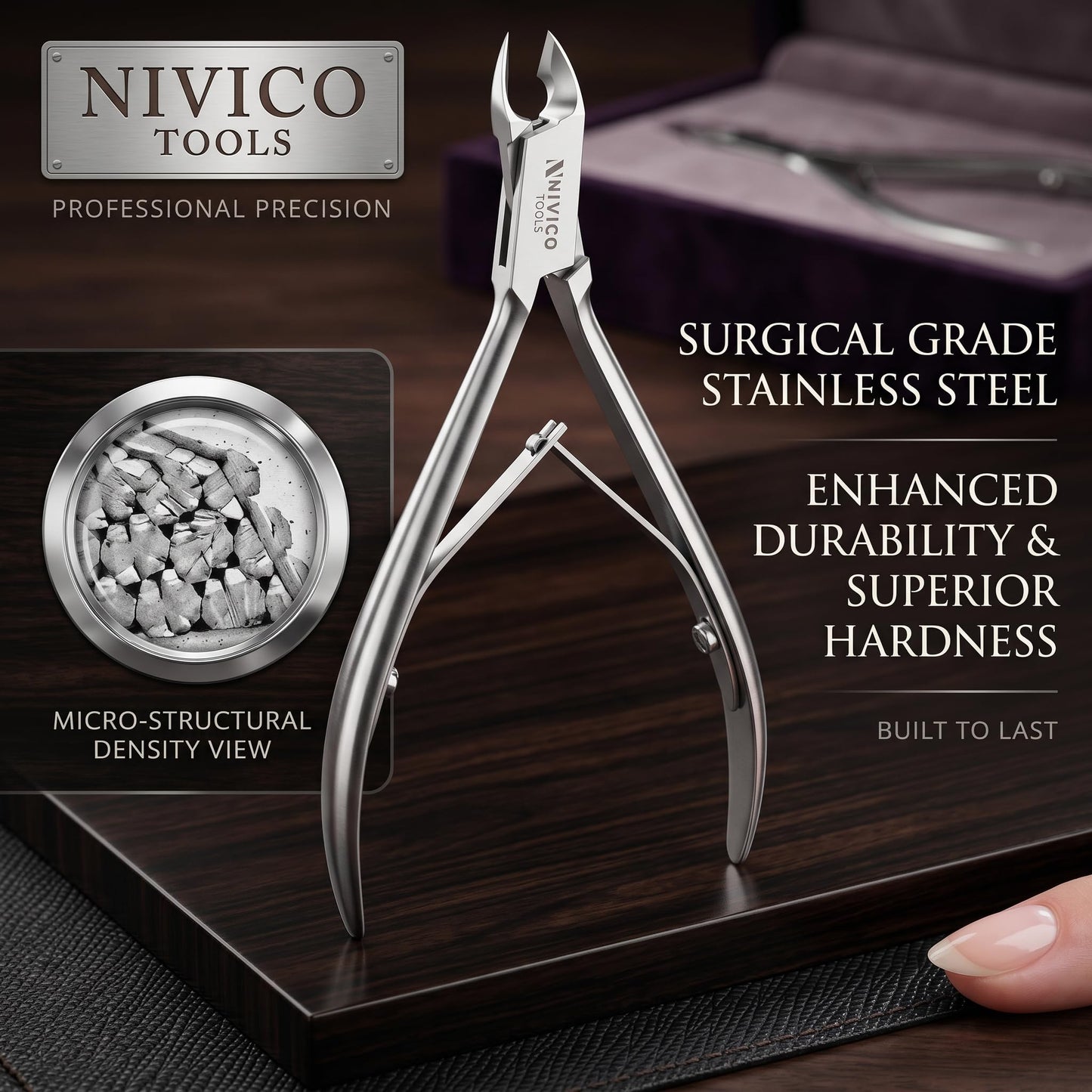 Nivico Tools Professional Cuticle Nipper – Surgical Stainless Steel Cuticle Trimmer & Hangnail Clipper – Ultra-Sharp Precision Jaw with Frictionless Double Spring for Manicure & Pedicure Care