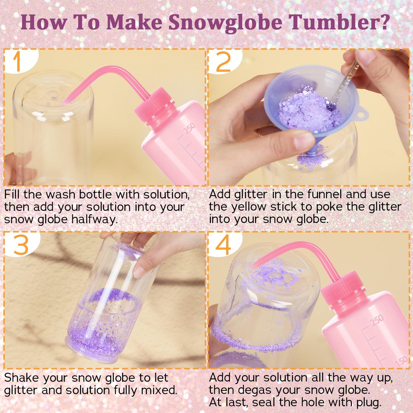 Maucircol 13 Pieces Snow Globe Tumbler DIY Kit Supplies for Snow Globe, Snowglobe Tumbler DIY Tool (Cups are NOT Included)