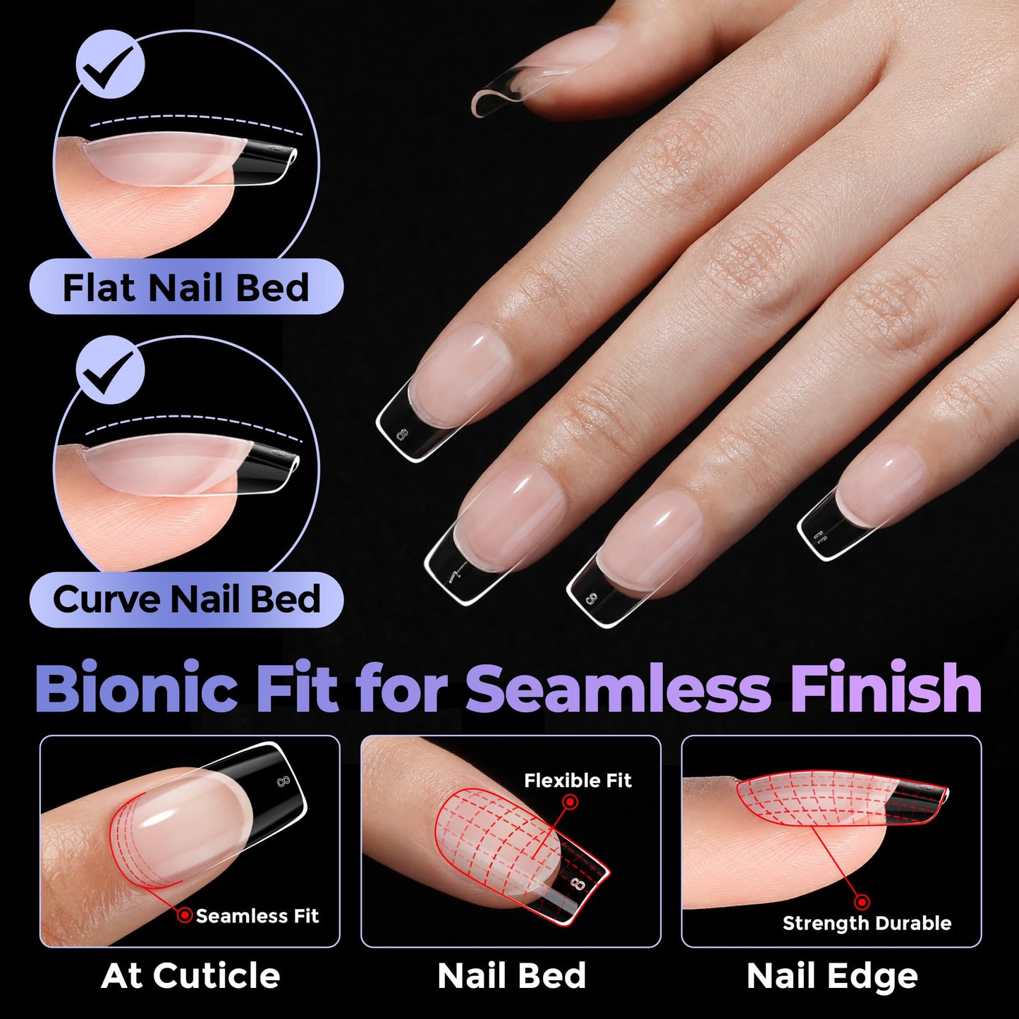UNA GELLA Medium Square Nail Tips: 450PCS Medium Fake Acrylic Gel Nail Tips 15 Sizes Soft Pre-shape Press On Nails Square French For Full Cover Nails Extension Home DIY Salon