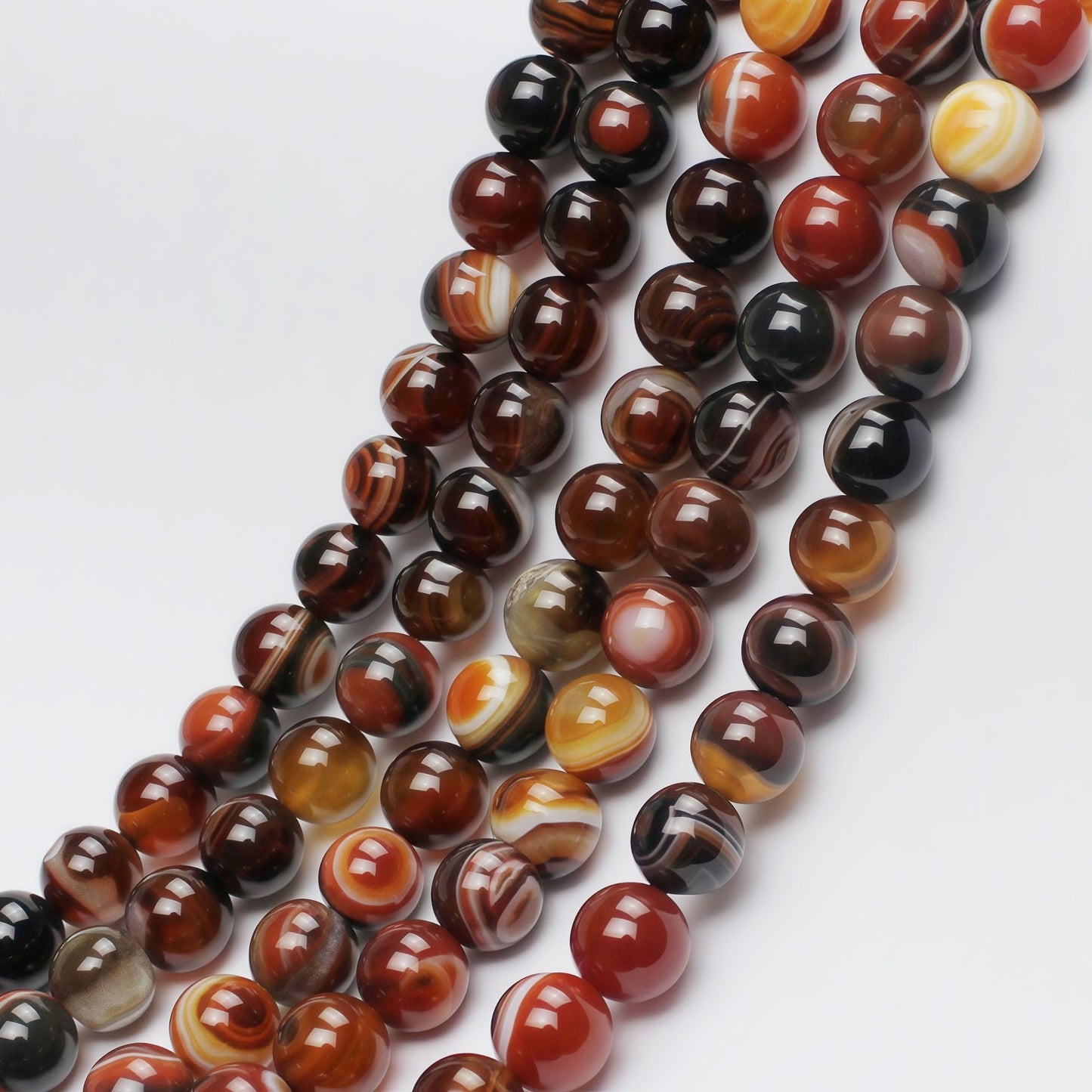 MJDCB Red Coffee Agate Beads Natural Agate Stone Round Loose Beads Ball Handmade Jewelry Bracelet Making DIY (10mm)