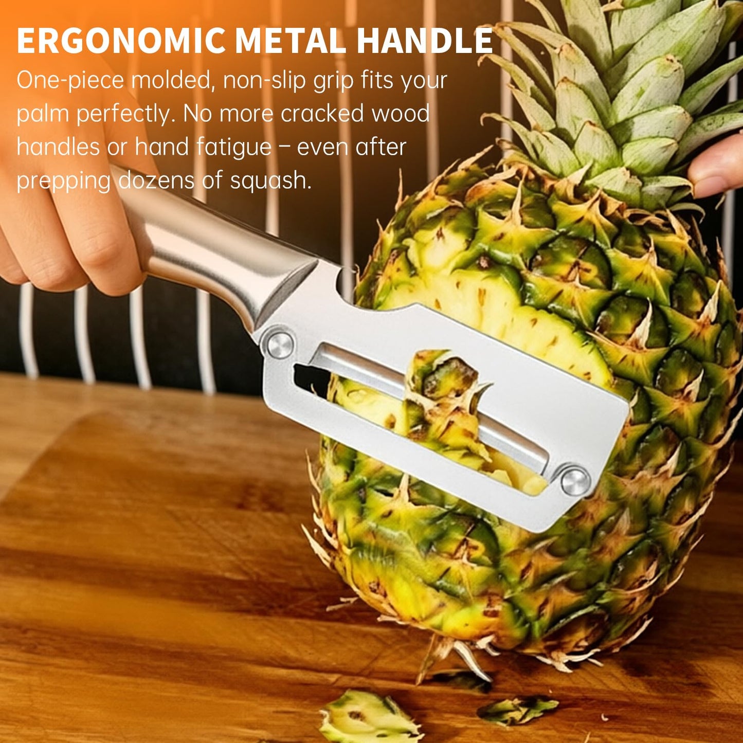 2-in-1 Multifunctional Vegetable Peeler for Kitchen, Heavy Duty Stainless Steel Blade with Wide Arc-Shaped Edge, Premium Fruit and Vegetable Peeler for Butternut Squash Pumpkin Pineapple Sugarcane