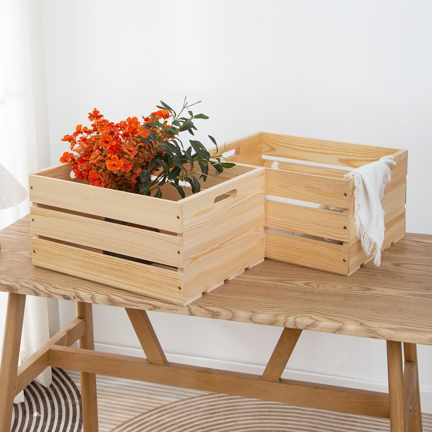 FORBRADS 1 Piece Large Pine Wood Crates For Storage, Unfinished Natural Wooden Crates, 17" x 13" x 8.9"