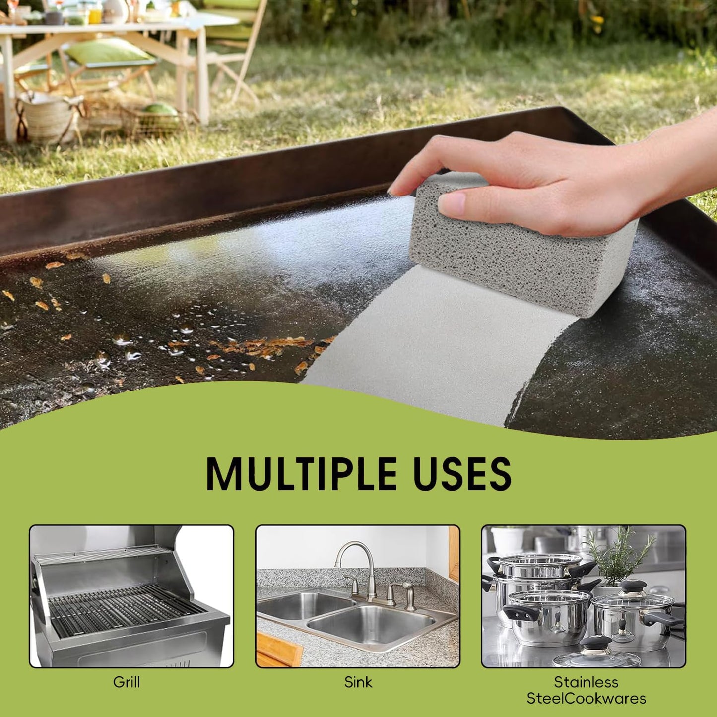 8-Pack Natural Pumice Cleaning Stones Pumice Stone for Cleaning Non-Scratch Grill & Griddle Scrubber for BBQ, Oven, Tile, Pool, and Kitchen Surfaces