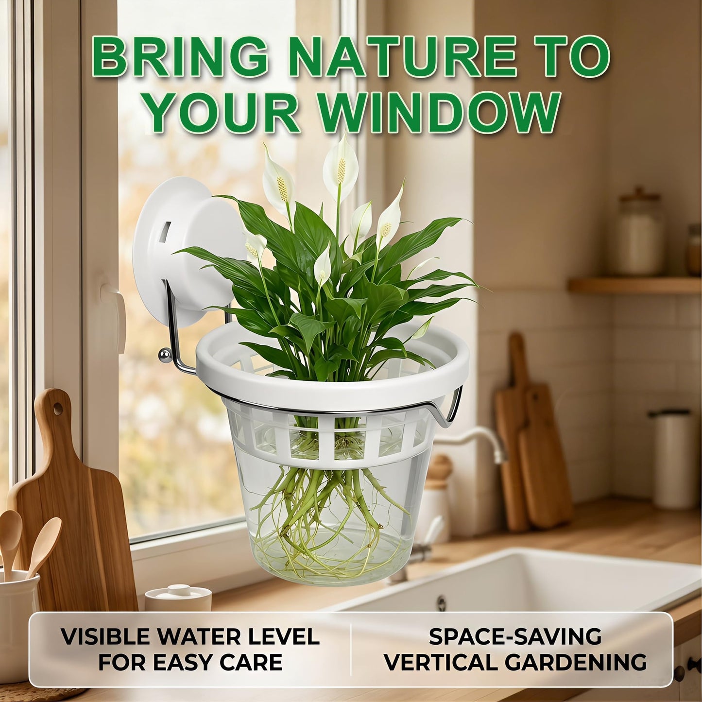 3 Pcs Window Propagation Stations Plastic Wall Hanging Planter with Suction Cup Holder Window Mounted Plant for Hydroponics Plants, Home, Office, Bathroom, Living Room Decor and Any Smooth Surface