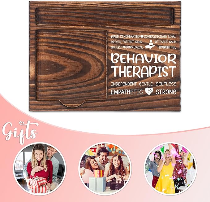 Behavioral Therapist Appreciation Gifts, Behavior Analyst Office Gifts, Thank You Gift for School Psychologist Counselor, Sticky Note Holder Wooden Notepad & Pen Holder 6.5" x 4.7" - FTA260