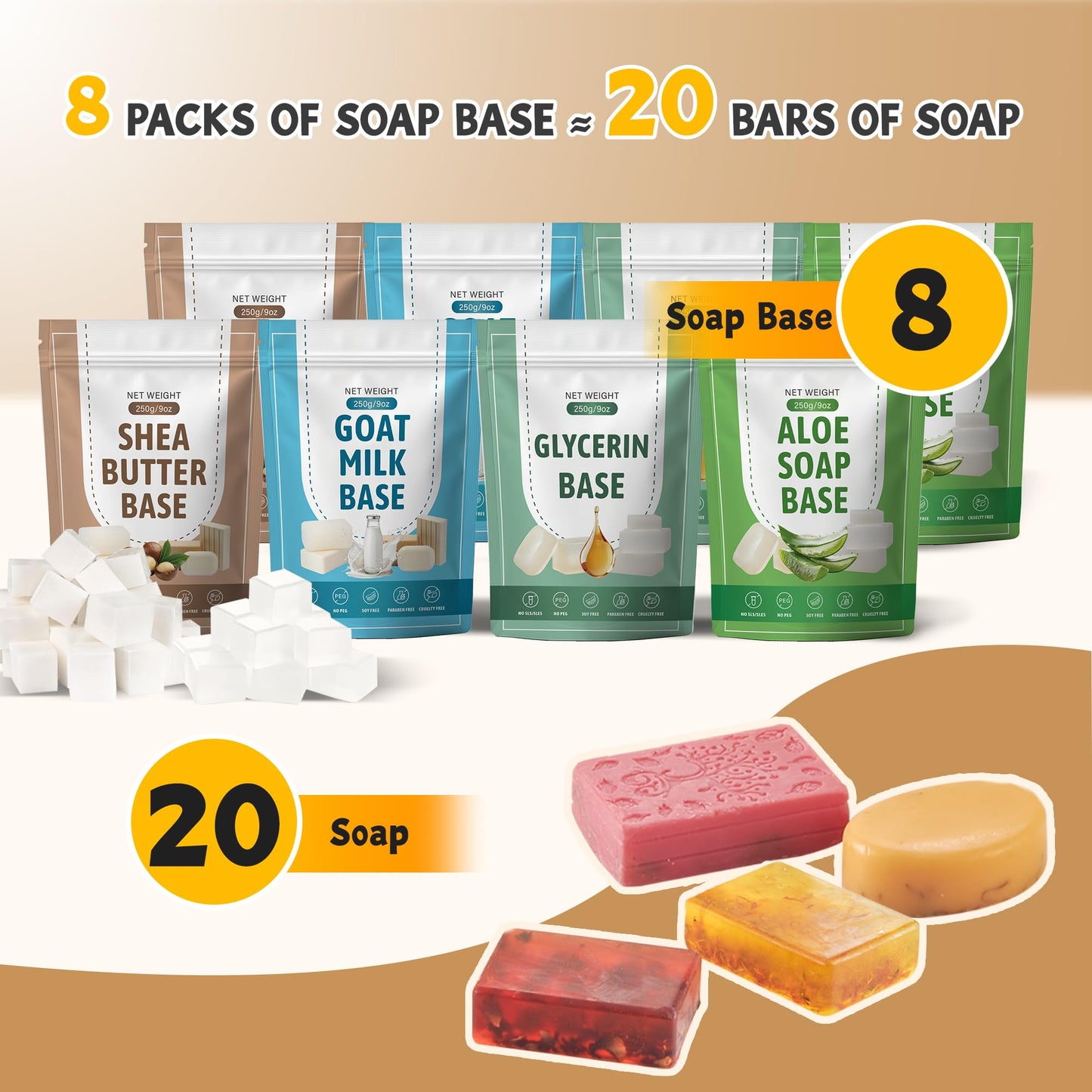 LFISGNN Soap Making Kit with 4 Flavored 4.4 lbs Soap Base, DIY Soap Making Supplies Kits for Adults with Soap Melting Pot, Soap Base (Shea Butter, Glycerin, Aloe, Goat Milk) and 5 Soap Molds