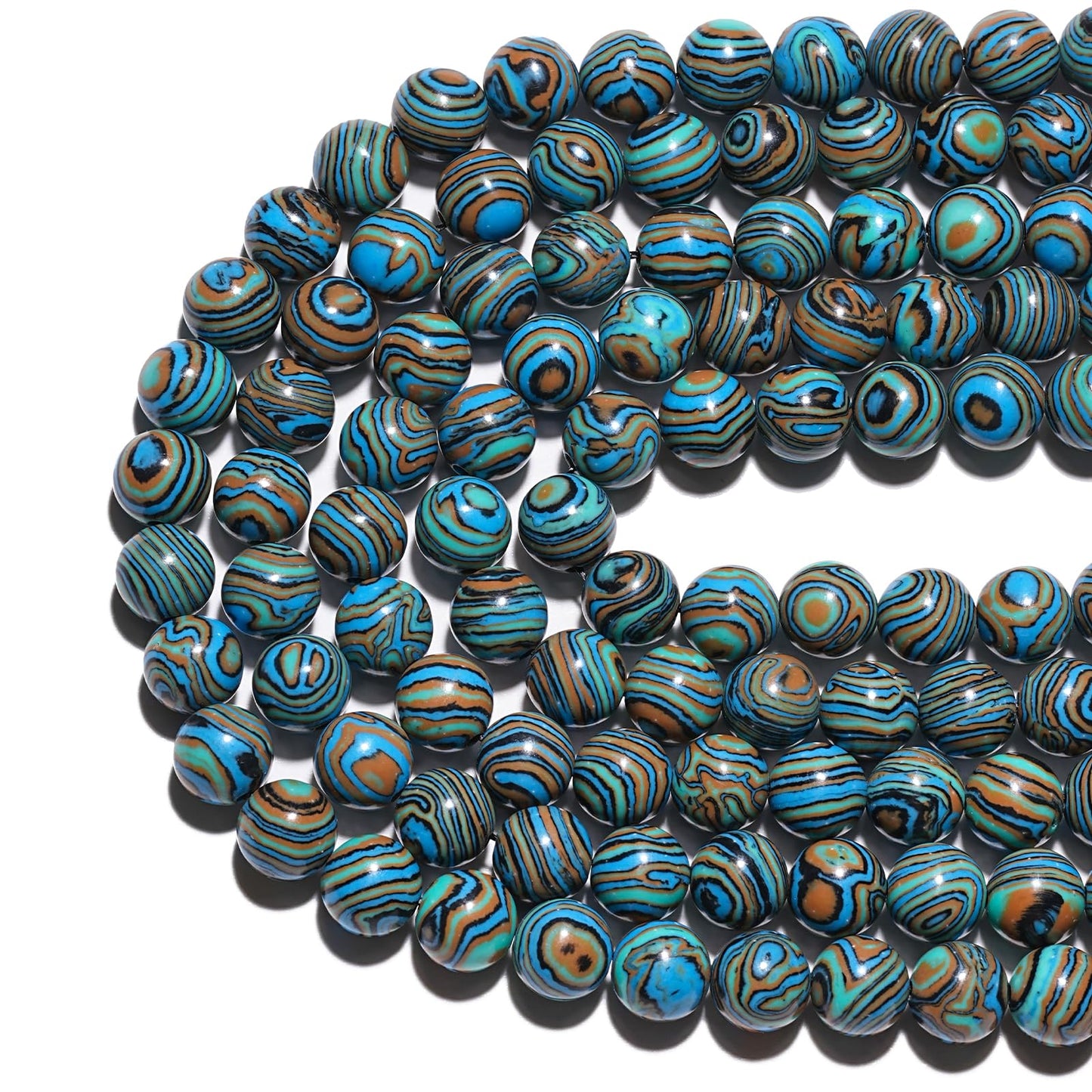 10mm Natural Blue Malachite Gemstone Beads Polished Round Smooth Stone Beads for Bracelets Jewelry Making 15inch Loose Beads