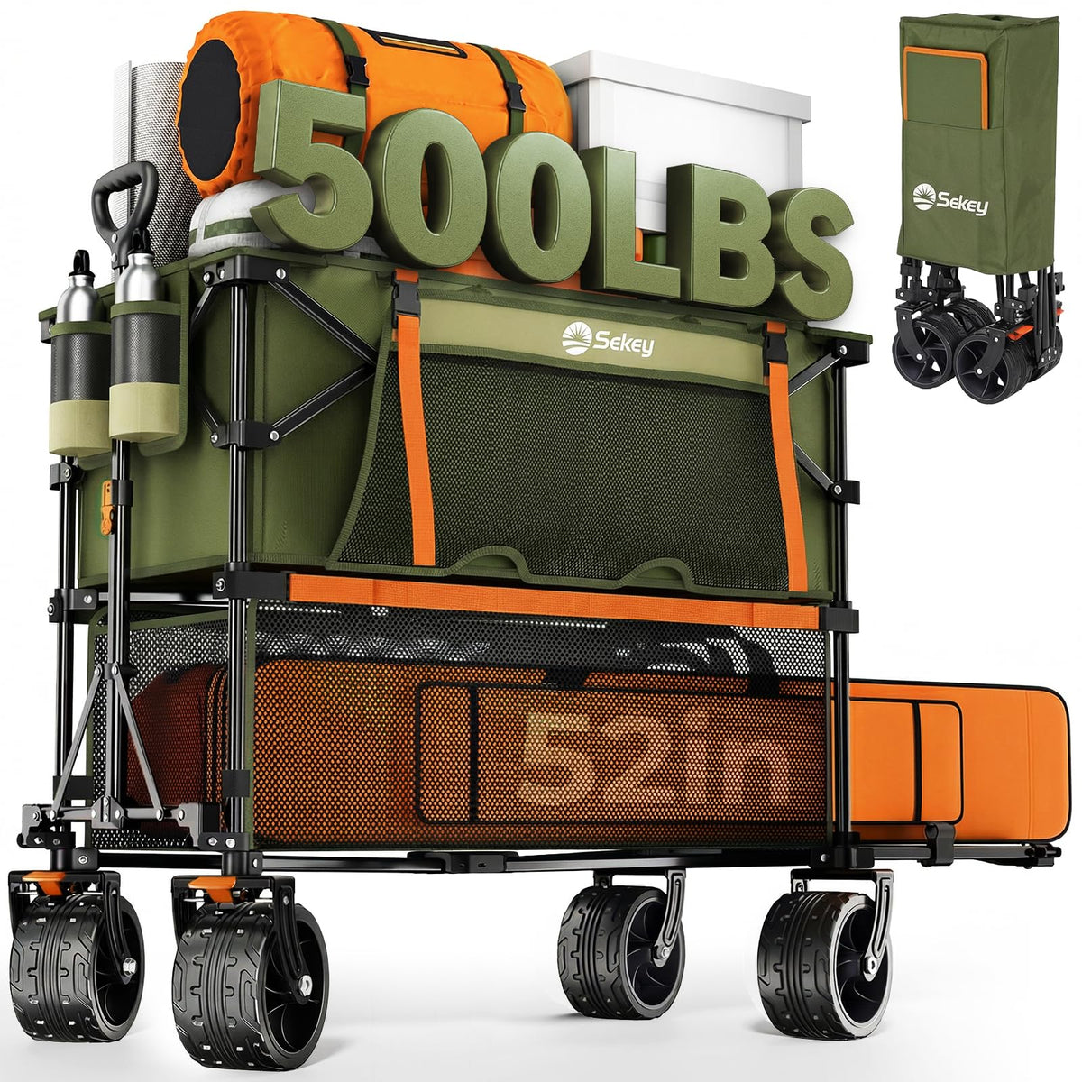 500LBS Heavy Duty Double Decker Wagon with Extender