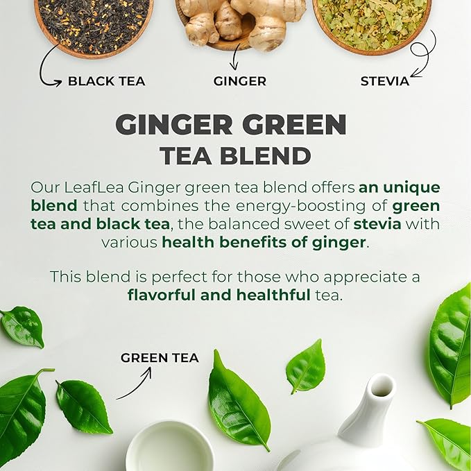 Premium Ginger Green Tea Bags Blend, Natural Green Tea with Ginger Tea Bags, Spicy and Warming Flavor Promotes Healthy Digestion, Ideal For Gift Box | 160 Tea Bags