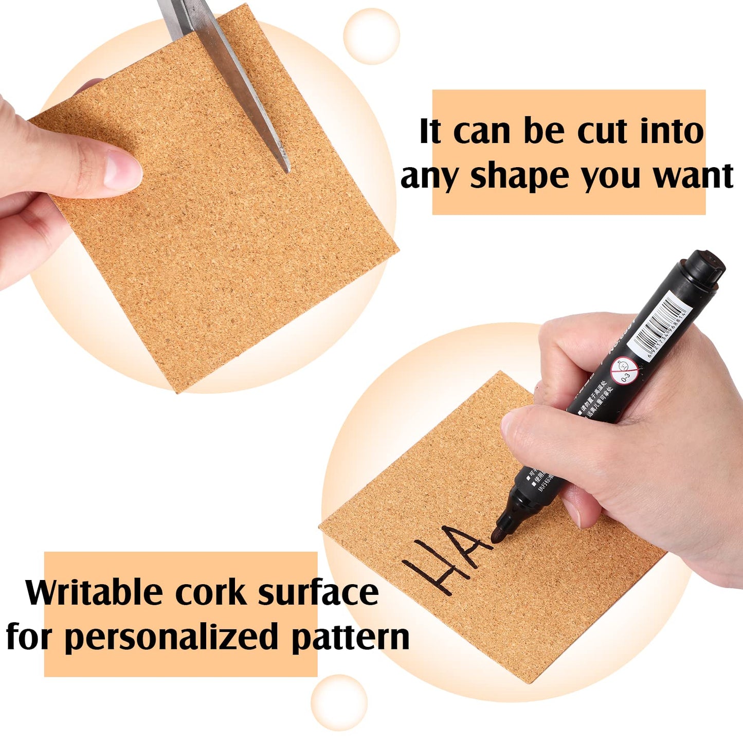 Yalikop 120 Pieces Self Adhesive Cork Sheets 4 x 4 Inches Squares Cork Backing Adhesive Sticky Sheets Mat for Coasters Halloween Thanksgiving Christmas DIY Crafts Supplies(Square)
