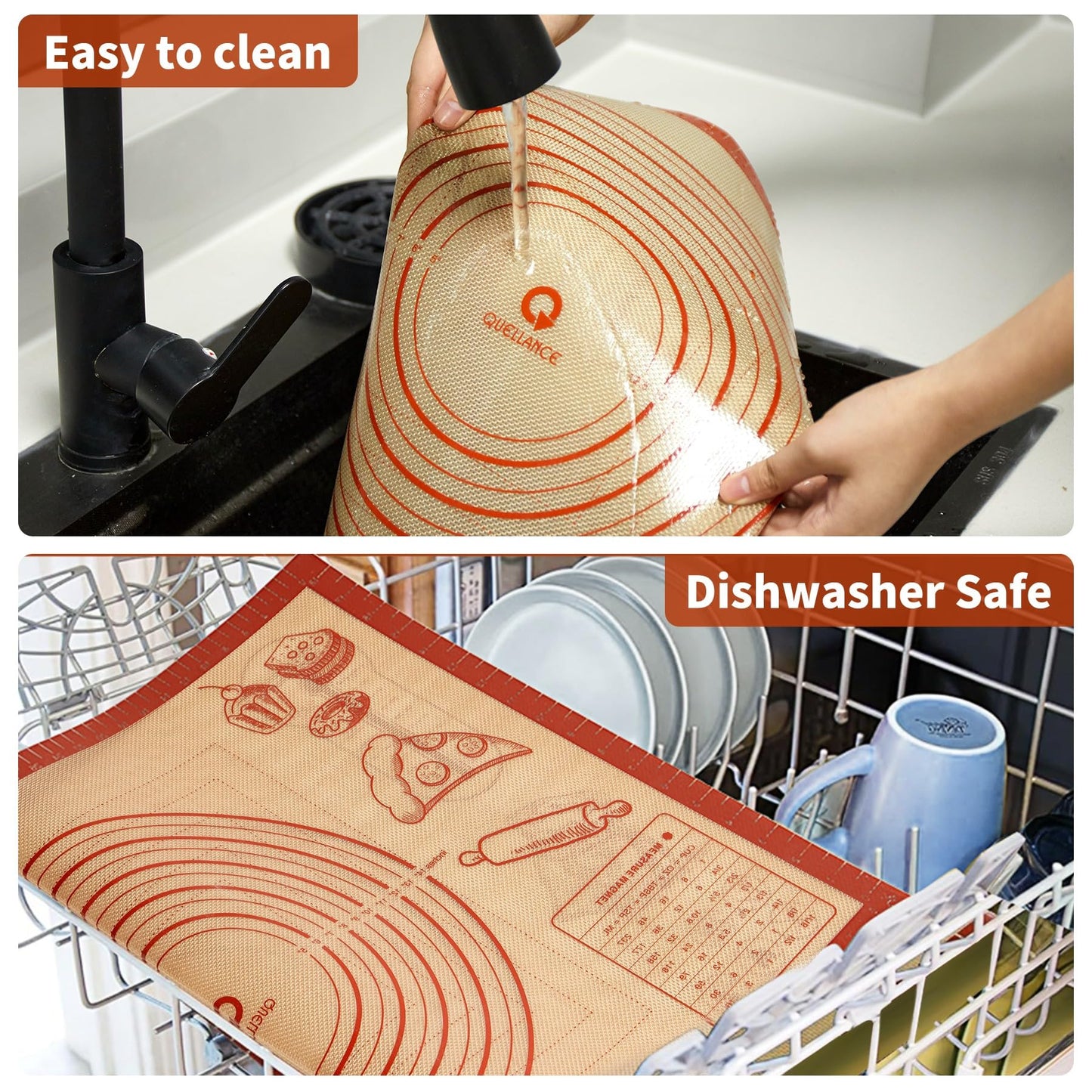 Silicone Baking Pastry Dough Mat - 32x24Inch Extra Large Cookie Bread Rolling Mats Sheet, Nonstick Kitchen Counter Kneading Board, Thick Reusable Pie Cookies Pizza Fondant Making Matt with Measurement