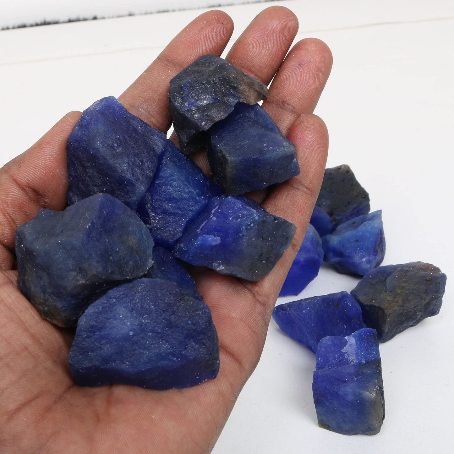 REAL-GEMS Natural Raw Healing Crystals Rough Stones for Tumbling, Cabbing, Polishing, Wire Wrapping, Wicca & Reiki Crystal Healing, Mix Gemstones,7 Chakra (Blue Sapphire)