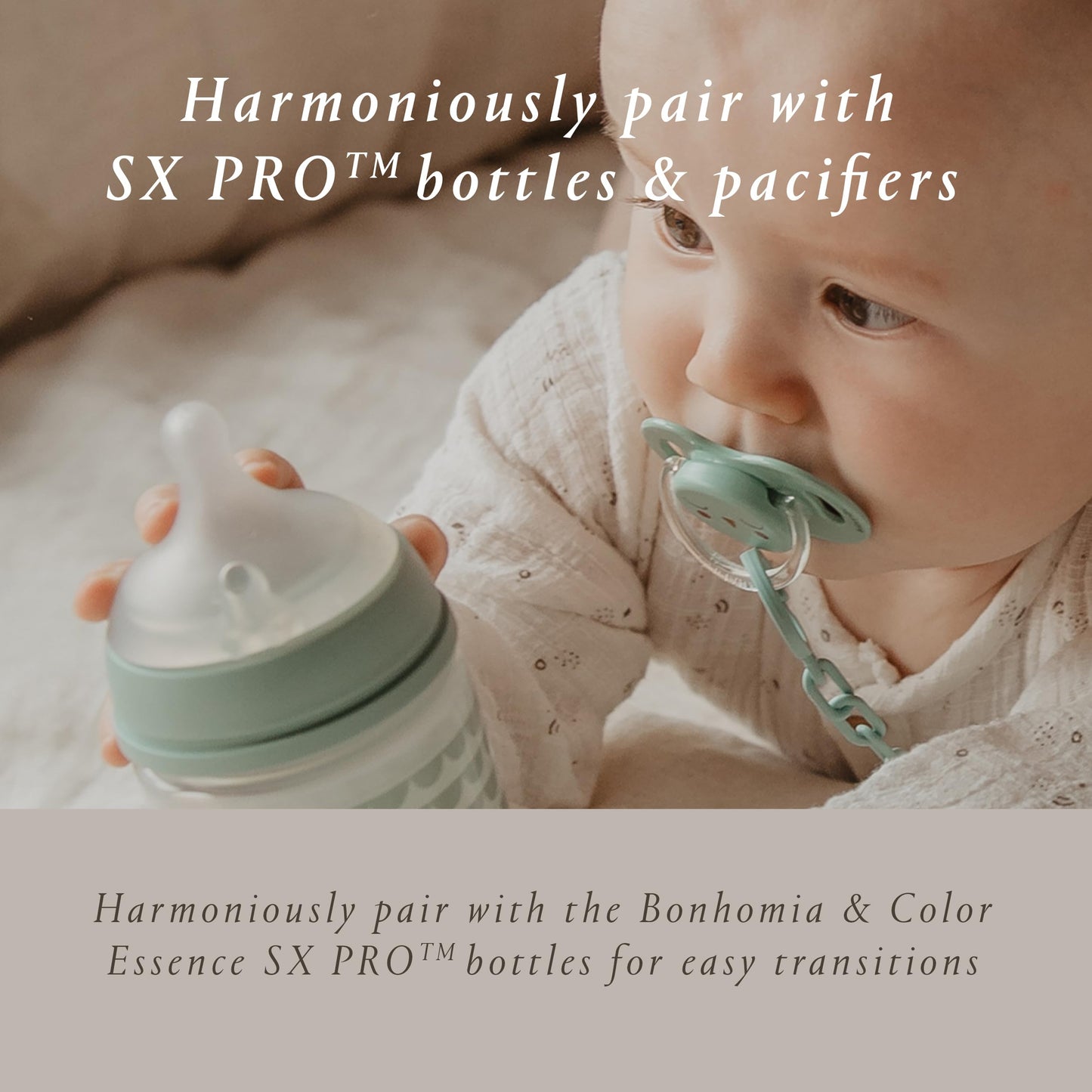 Suavinex Bonhomia SX PRO Physiological Pacifier, Supports Breastfeeding Babies, Pacifiers 6-18 Months, 2 Pack Baby Pacifier, Baby Accessories, (Pink/Beige)
