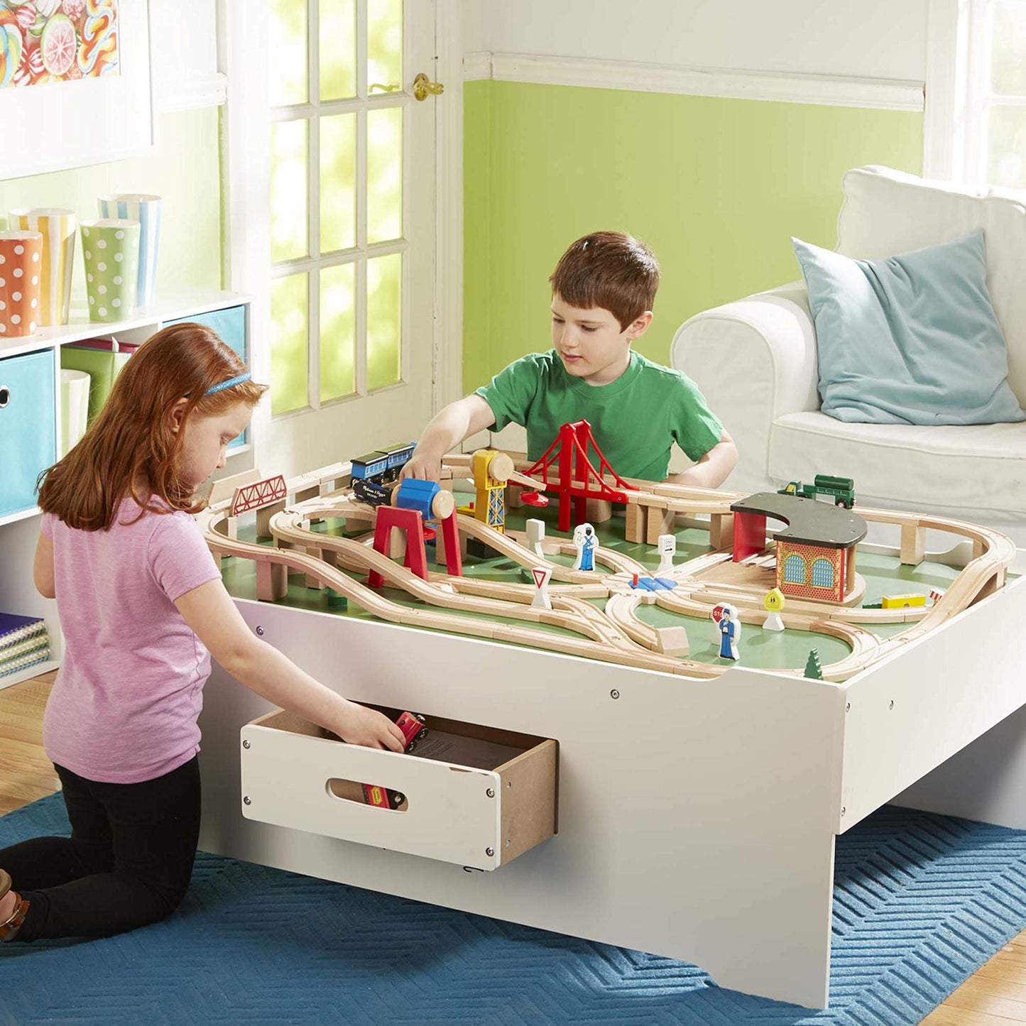Melissa & Doug Deluxe Wooden Multi-Activity Play Table for Playroom