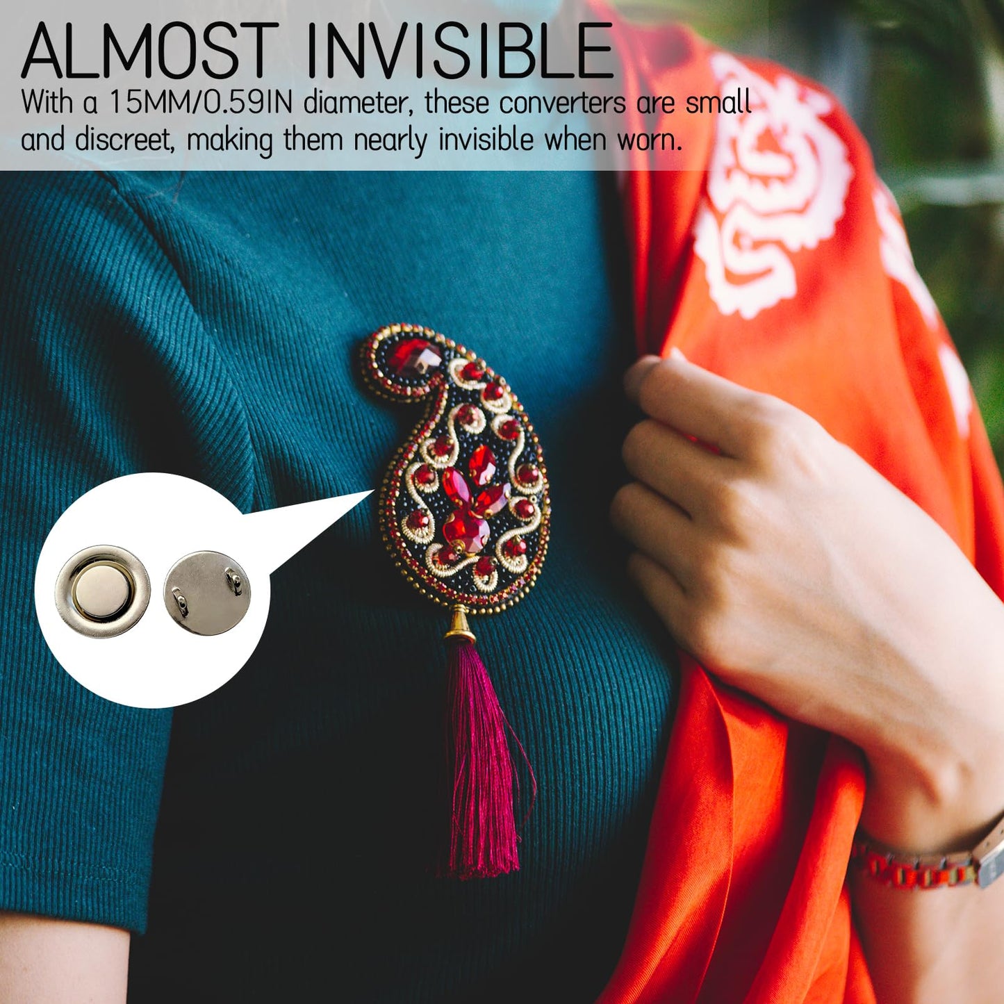 Mini Magnetic Pin Brooch Converters - Harm-Free for Thin Fabric, Suitable for Scarf, Shirts, Hijab, and Collar(6 Pack)