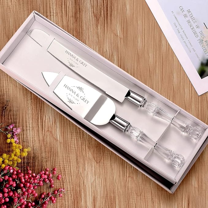 AW BRIDAL Personalized Cake Cutting Set for Wedding Pie Server Pizza Cutter Wedding Registry Bridal Shower Gifts Engagement Gifts for Couples//DK001CPP123//