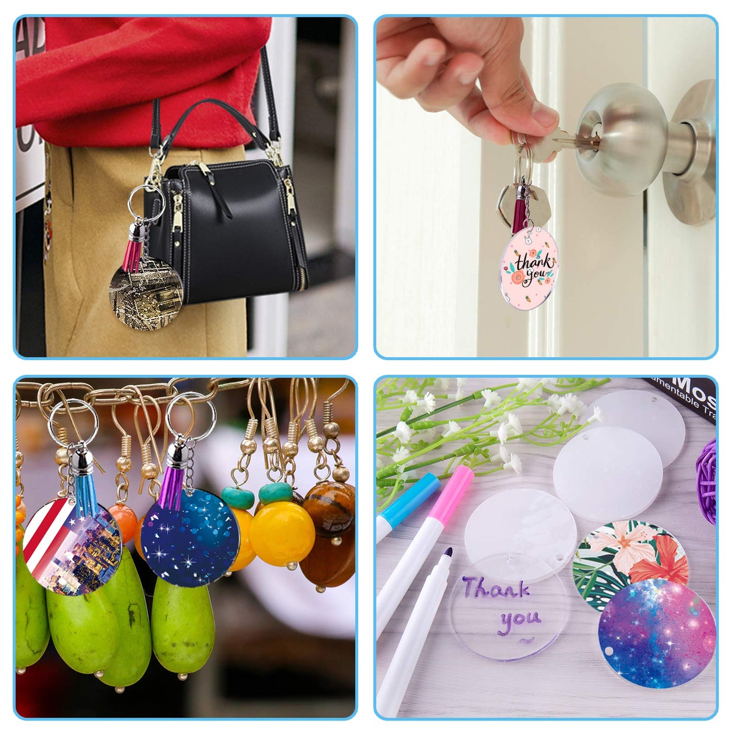 Duufin 108 Pieces Acrylic Keychain Blanks with Key Chain Rings 2 Inch Round Clear Acrylic Blanks for Keychain DIY Projects and Crafts