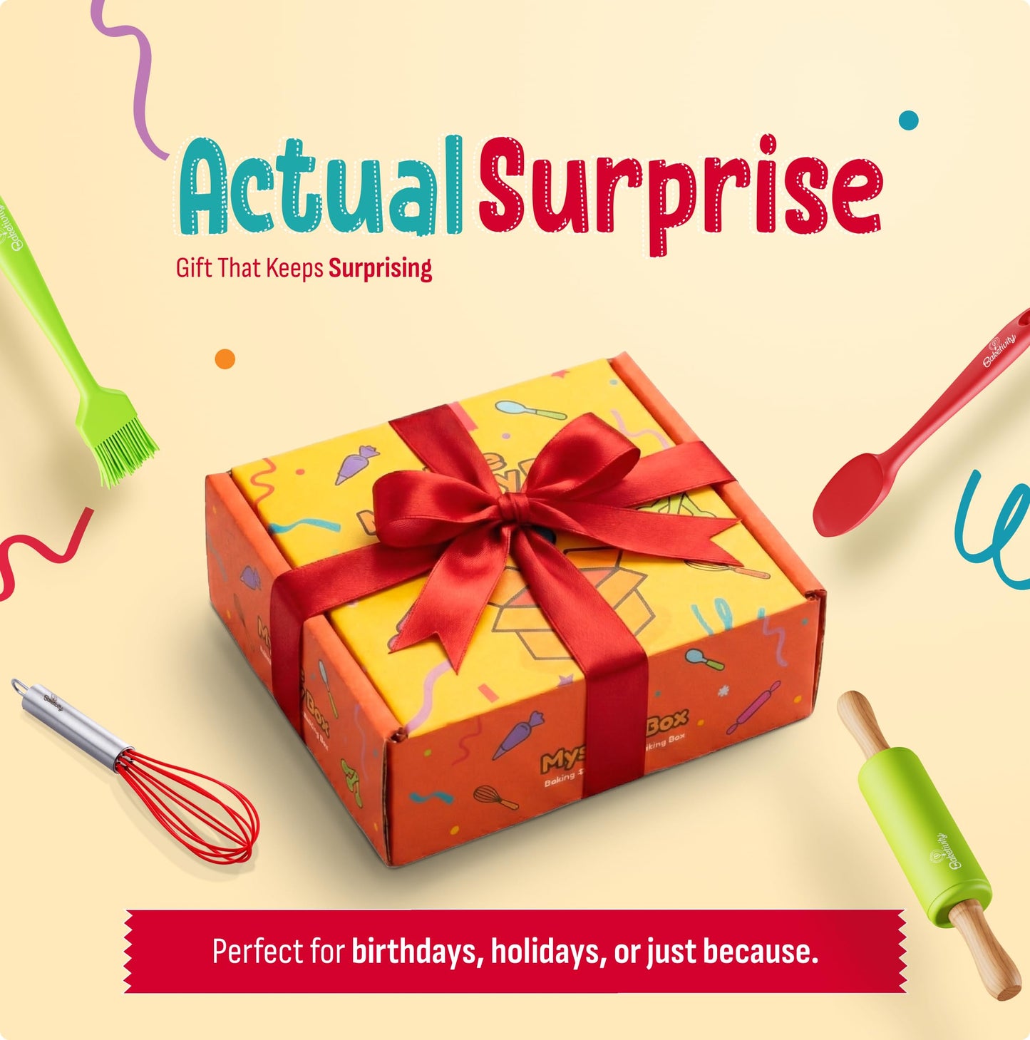 Baketivity Mystery Box – Real Cooking Utensils for Children – Safe, Durable, and Fun Kitchen Accessories – Gift for Young Chefs