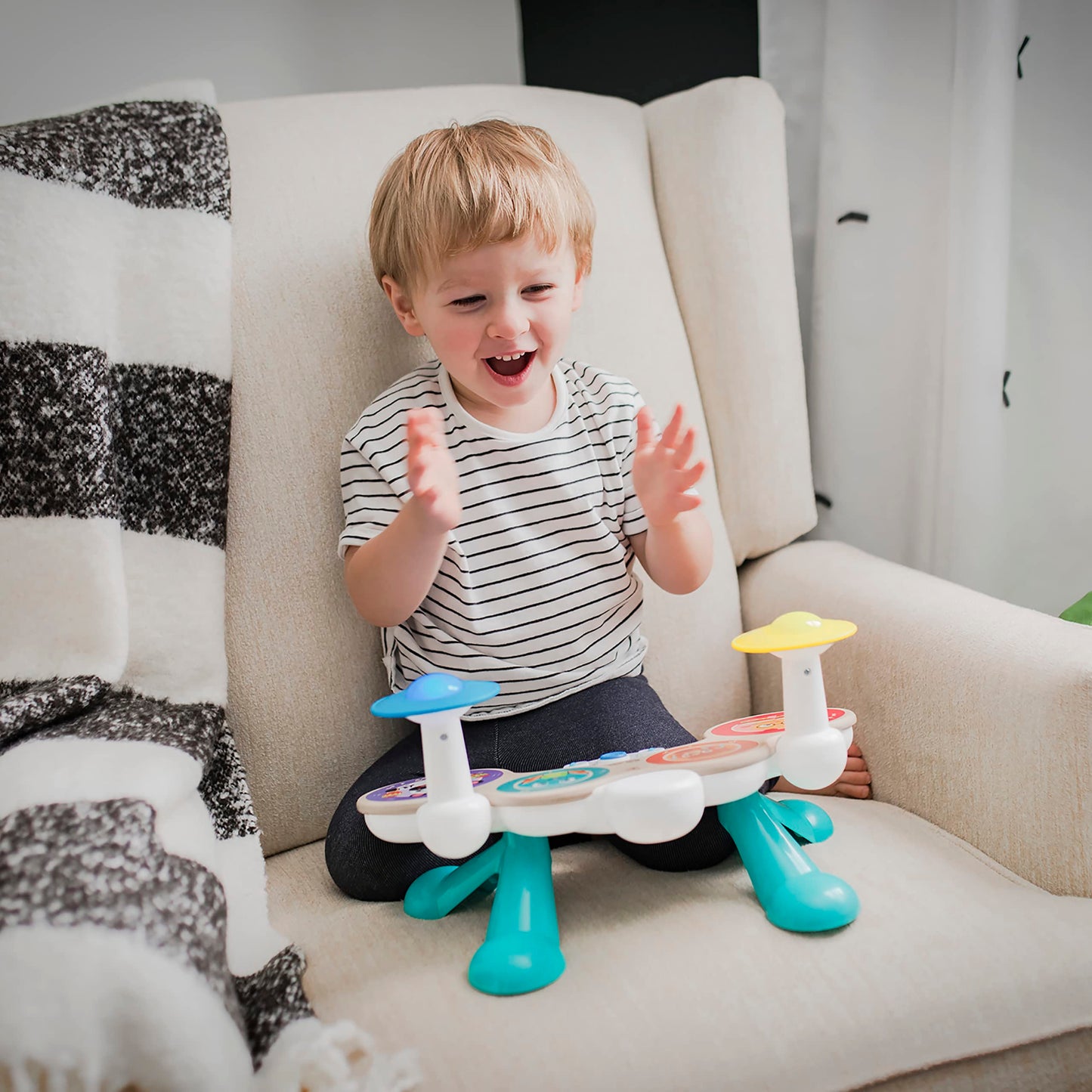 Baby Einstein Together in Tune Drums Safe Wireless Wooden Musical Toddler Toy, Magic Touch Collection, Age 12 Months+