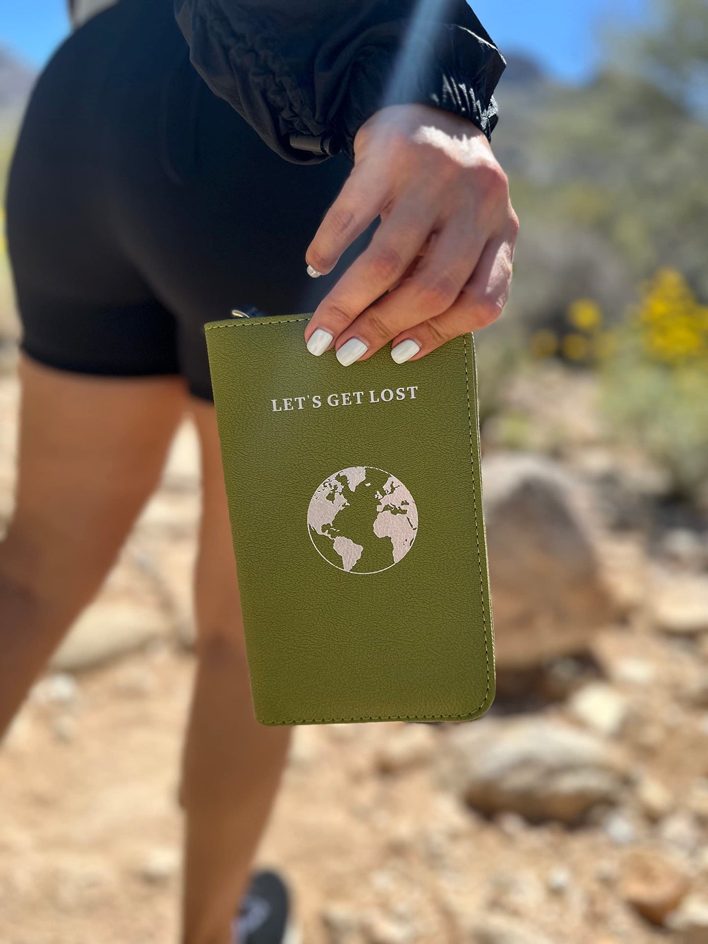 Phone Charging Passport Holder with Removable Fast Charging Power Bank that holds money, cards, phone, travel docs- RFID Blocking - Compatible with All Phones - Travel Accessories (Olive)