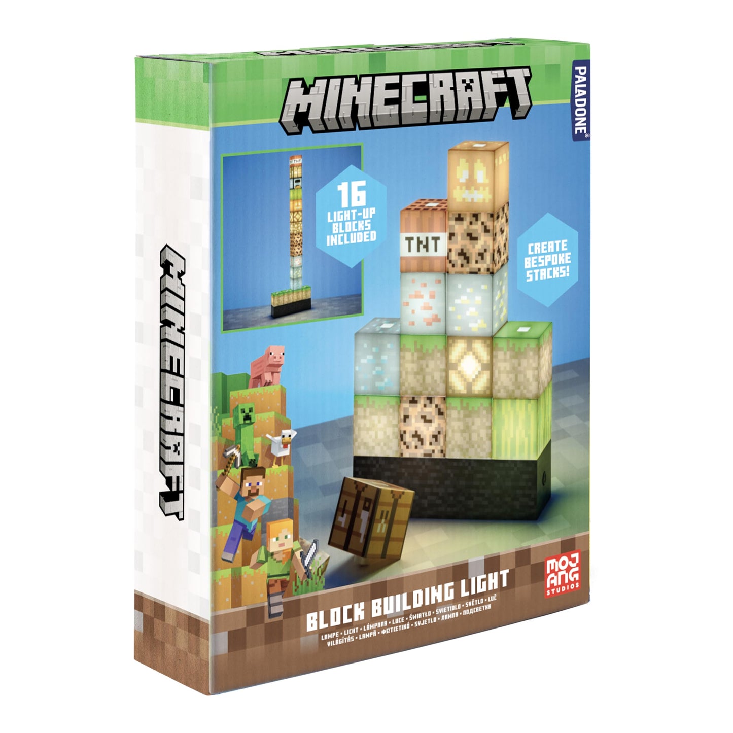 Paladone Minecraft Building Block Night Light – Officially Licensed LED Lamp for Boys’ Bedrooms, Gaming Decor & Gifts – Fun Minecraft Room Accessory