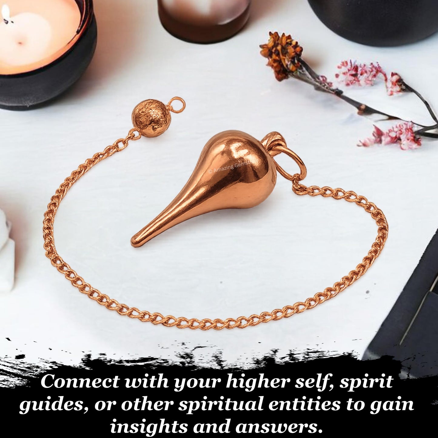 Amazing Gemstone Healing Metal Pendulums for Divination, Copper Dome Cone Point Steel Copper Pendulum High Energy Pendulo de Bronce Pendulos de Mesa MP120