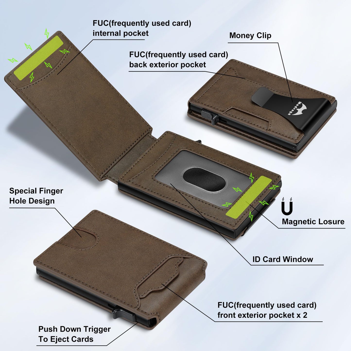 Card Wallet for Men Slim Minimalist: Smart Pop Up Wallets with Money Clip - RFID Front Pocket Credit Card Holder - Gift for Men Husband