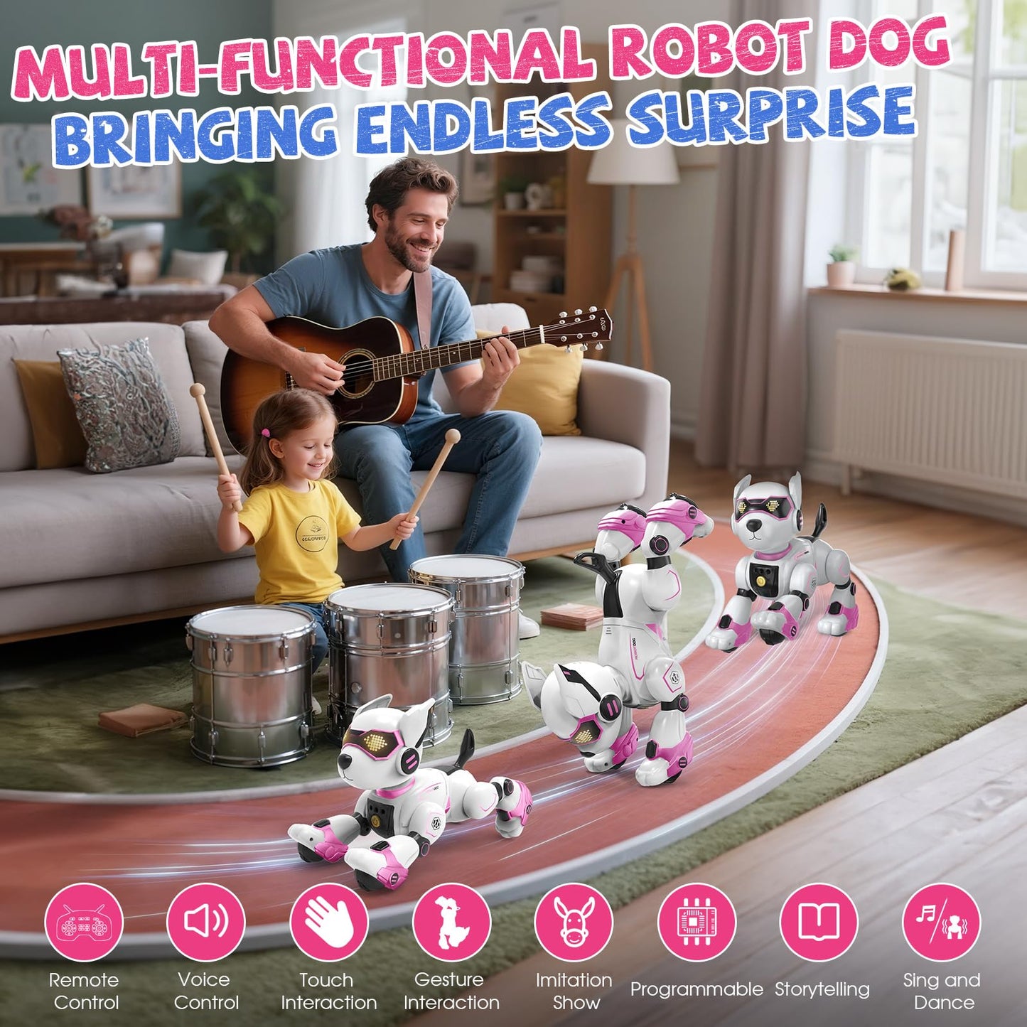 Robot Dog for Kids, Remote Control Dog with Voice Touch Interaction and lmitation Show, Programmable Gesture Sensing Dog Robot, Singing, Dancing, Talking, Smart Stunt Robot Dog Toy Gift for Boys Girls