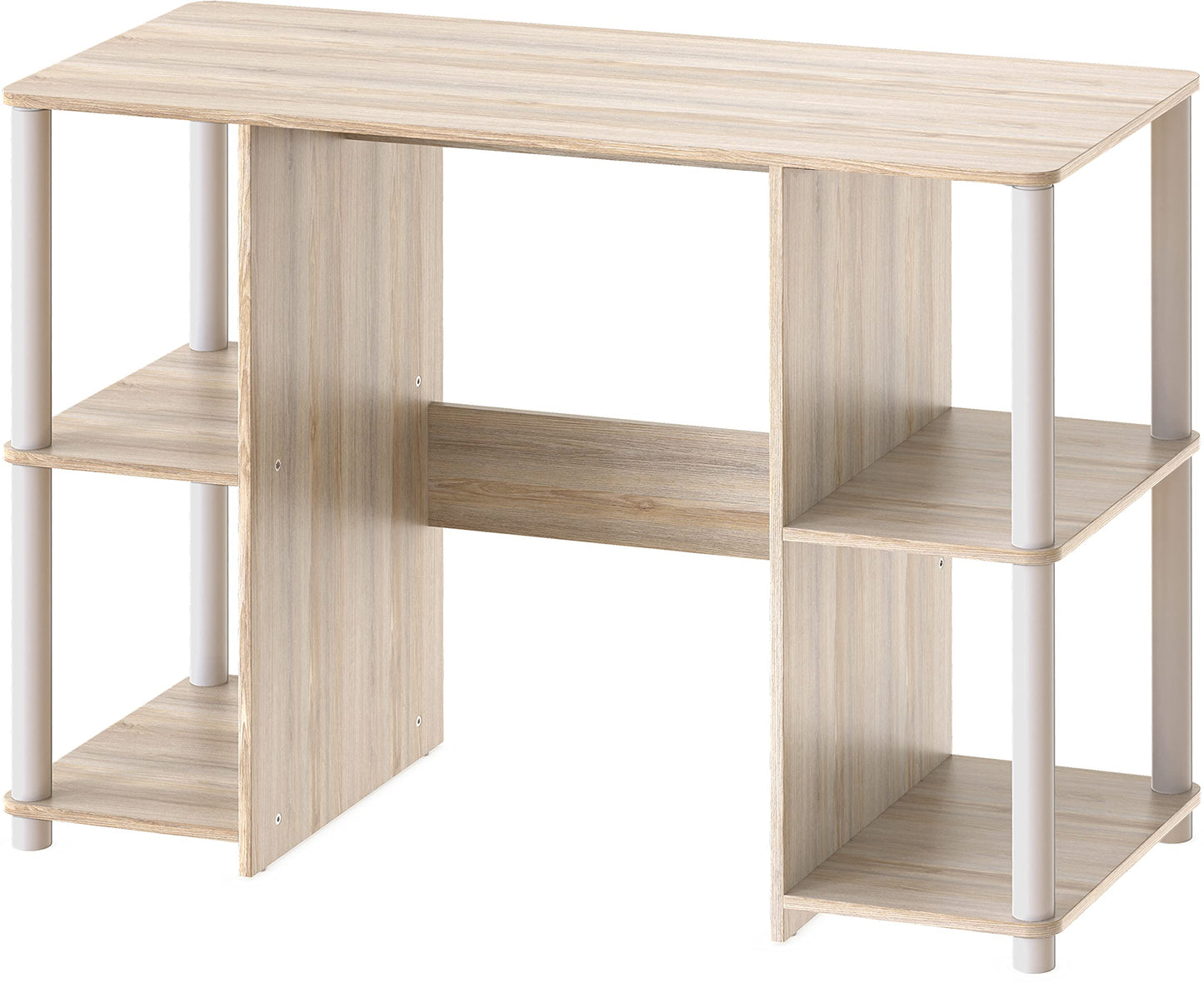 SHW 38-Inch Home Office Wood Desk with Double Sided Shelves, Oak