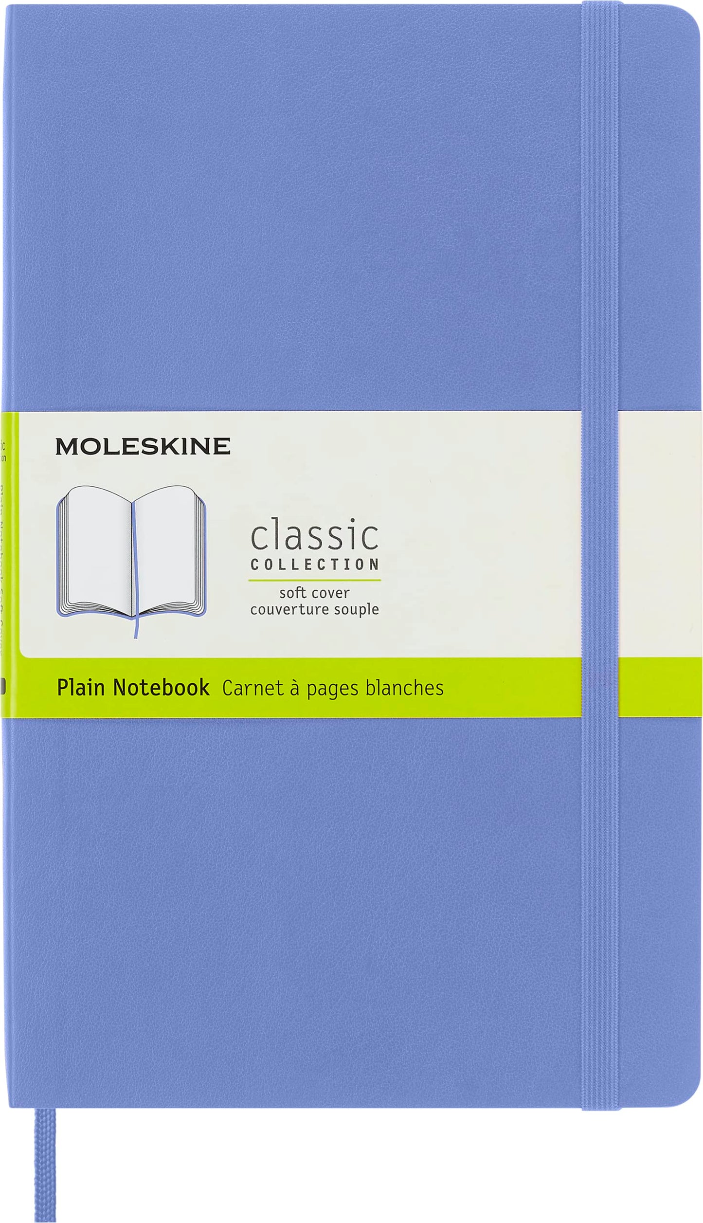 Moleskine Classic Notebook, Soft Cover, Large (5" x 8.25") Plain/Blank, Hydrangea Blue, 192 pages