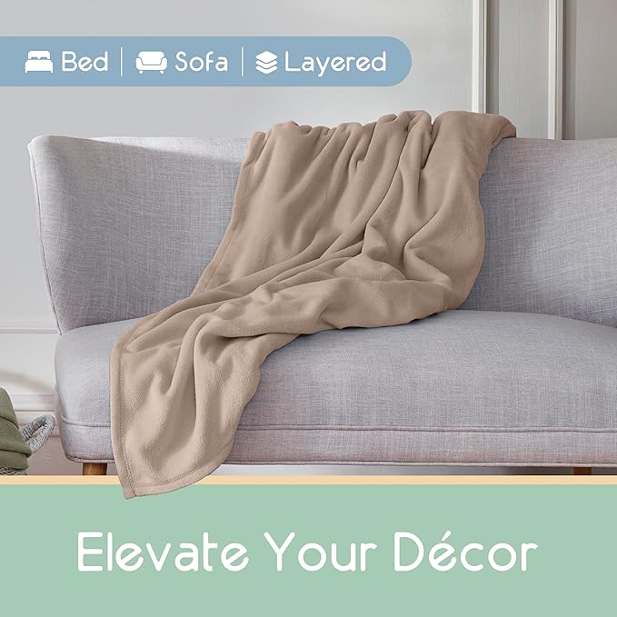 Vellux Full/Queen Size Microfleece Blanket | Fleece Bed Blanket | All-Season Comfort | Supersoft Lightweight | Plush Throw Blanket for Bed Couch or Sofa | Pet-Friendly | Nutmeg