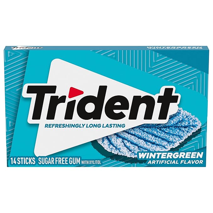 Trident Wintergreen Sugar-Free Chewing Gum, 12 Packs of 14 Pieces (168 Total Pieces)