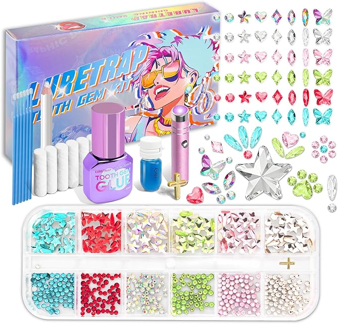 400 Pieces Brilliant Crystal Tooth Gem Kit for DIY Sparkling Smile Jewelry Making Kits