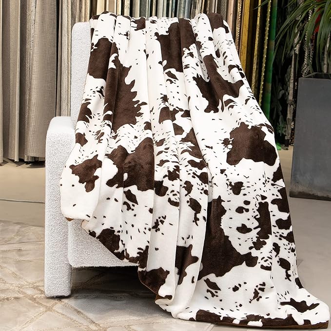 Cow Print Blanket for Kids - Ultra Soft Fuzzy Fleece Throw for Boys Girls, Cute Nursery Decor, Birthday Gifts (Black & White) 40"x50"