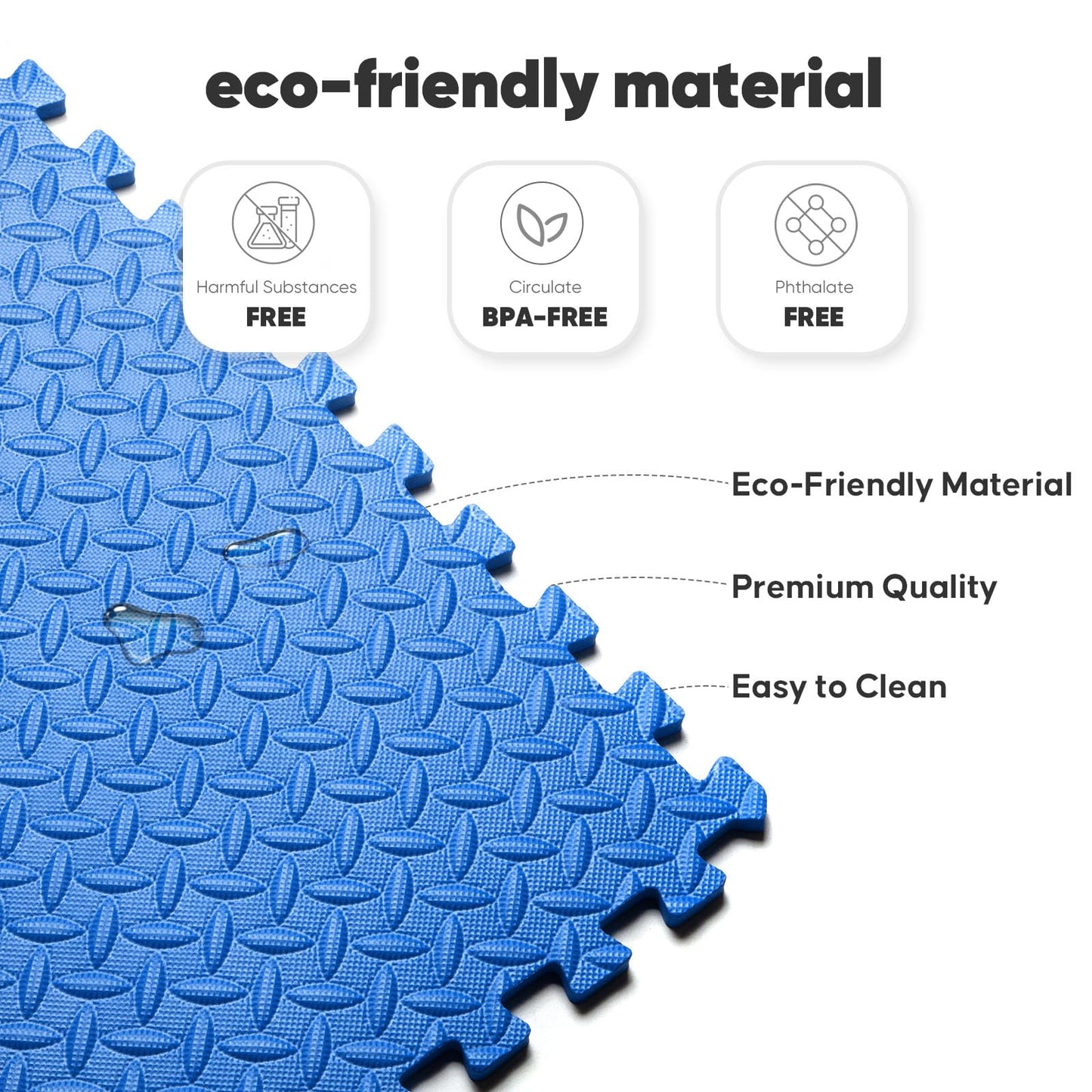 36 Pack Home Gym Mat, Puzzle Exercise Mat, EVA Interlocking Foam Floor Tiles for Home Workout Equipment and Kids' Play Areas -, 24 in x 24 in x ½ in, Blue 36 Tiles
