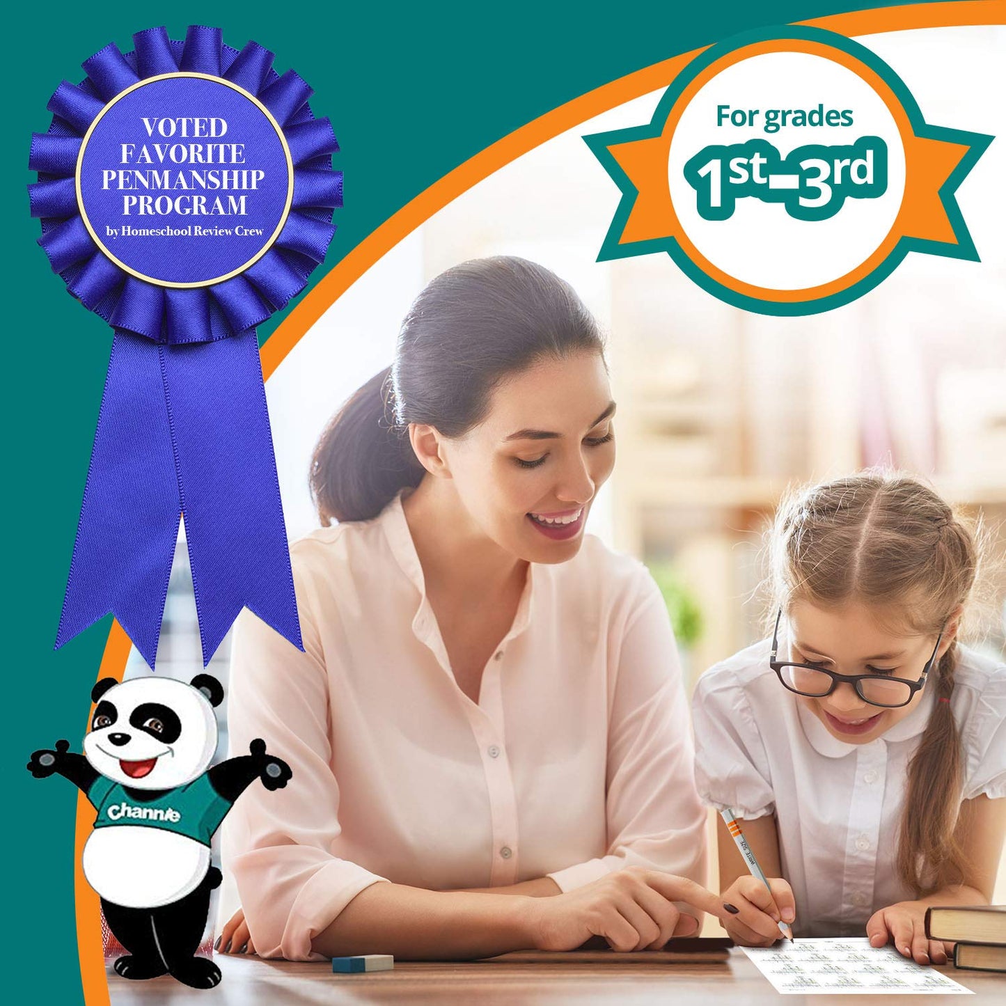 Channie’s All-in-One Kit, with Double & Triple Digit Math Practice Worksheets, Writing Pad, Math Line-Up Pad, Easy Peasy Cursive Handwriting Workbook for Kids, Free ABC Card