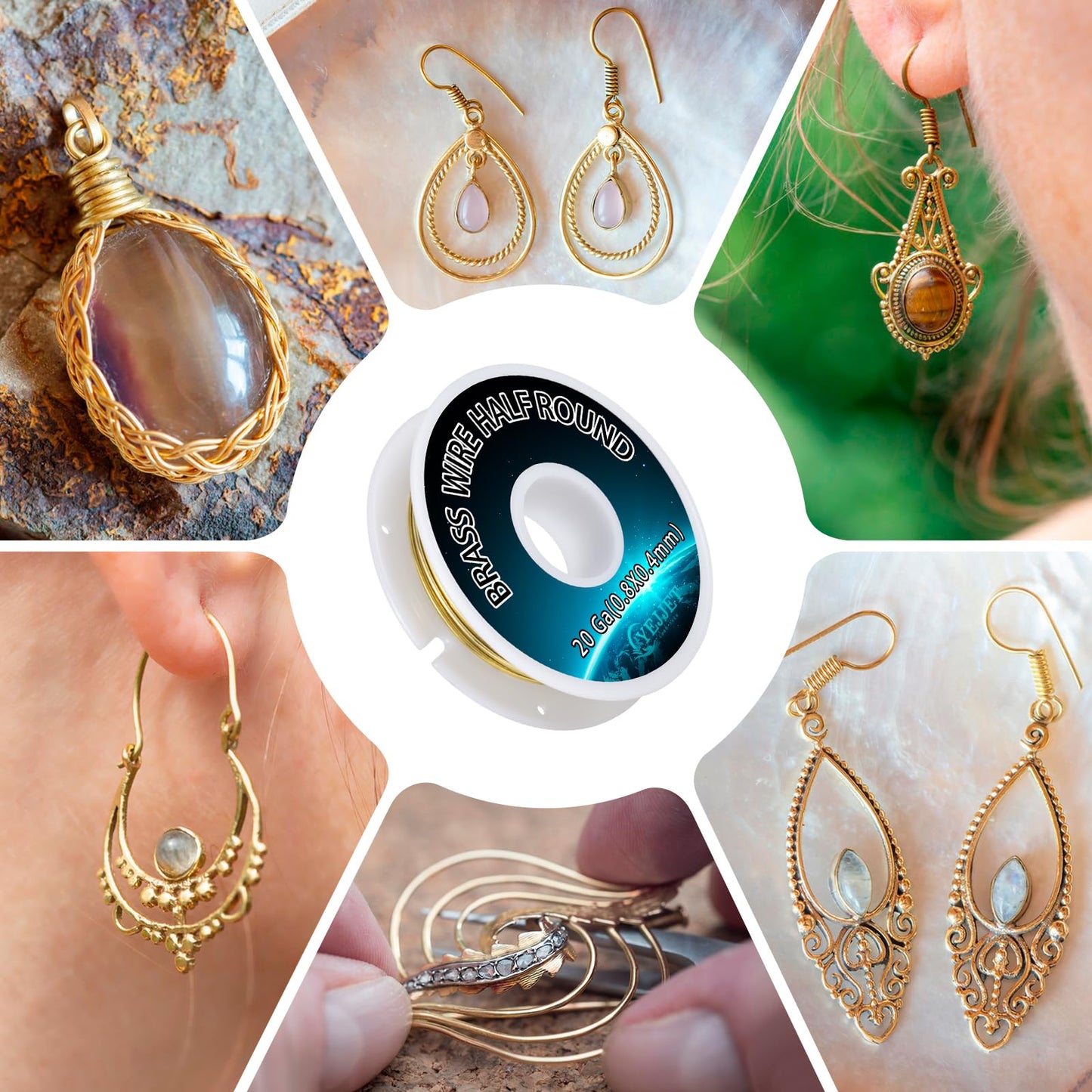 Artistic Wire 20 Gauge Brass Half Round 0.81x0.41mm - 3.0 oz 122 Feet Jewelry Findings, Sculpting Supplies