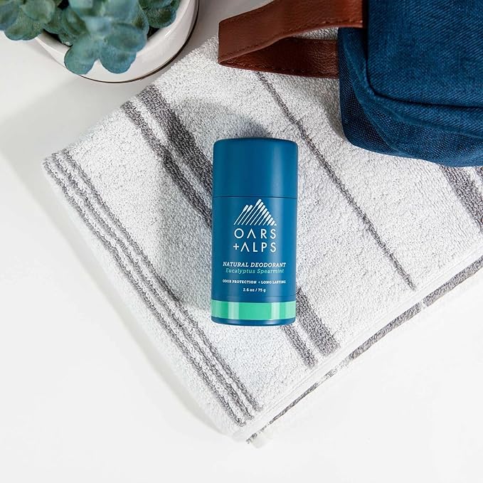 Oars + Alps Aluminum Free Deodorant for Men and Women, Dermatologist Tested and Made with Clean Ingredients, Travel Size, Eucalyptus Spearmint, 3 Pack, 2.6 Oz Each