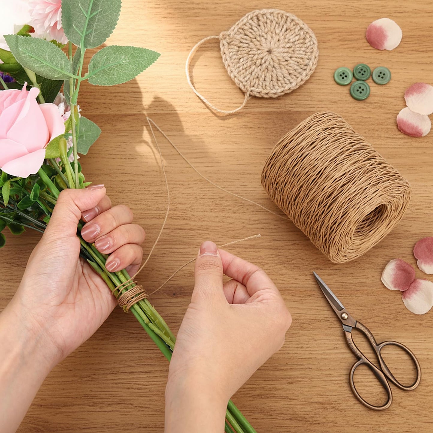 Syhood 1345 Feet Floral Vine Bind Wire Rustic Wrapping Wire for Flower Bouquets(Light Coffee)