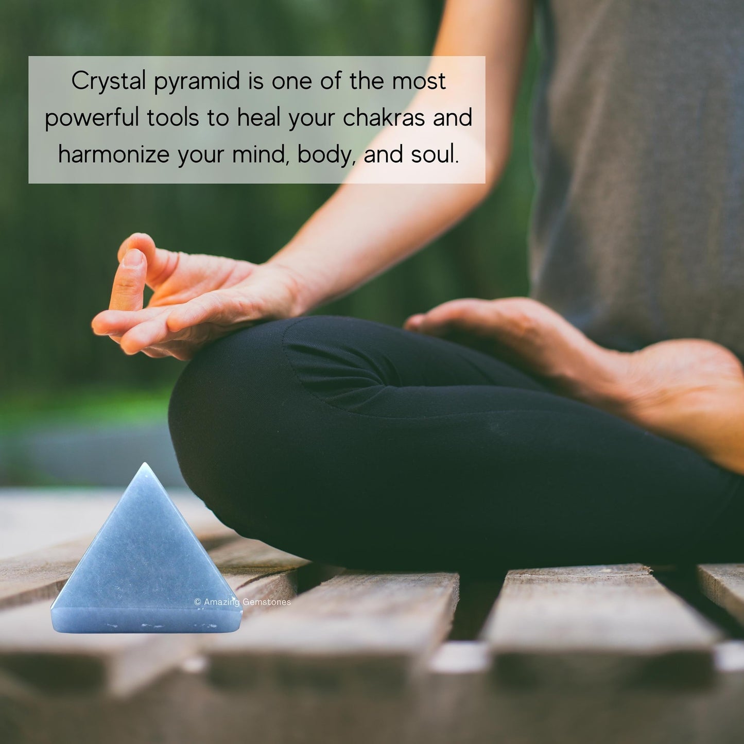 Amazing Gemstone Angelite Pyramid Crystal Healing Stones - 1.5" Great Pyramid Figurine of Natural Stone Pyramid for Meditation, Reiki, Chakra Balancing and Crystal Pyramids Grid