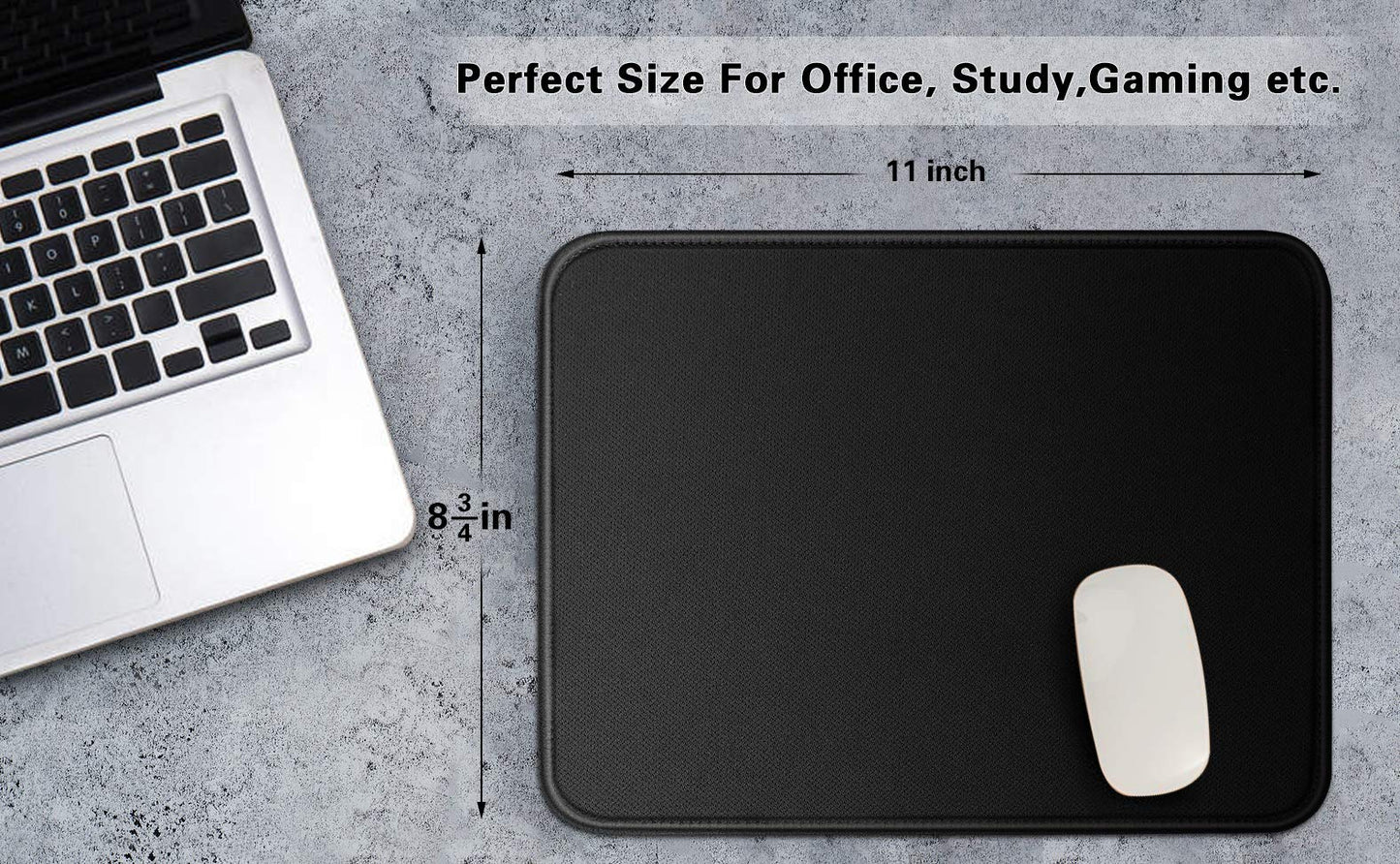 Mouse Pad Bundle Stitched Edges Premium Waterproof Gaming Mouse Mat Pad, Extends Battery Life Non-Slip Rubber Base Thick Black Mousepad for Laptop Computer & PC, 11 x 8.7 inch, Black-Pack of 6
