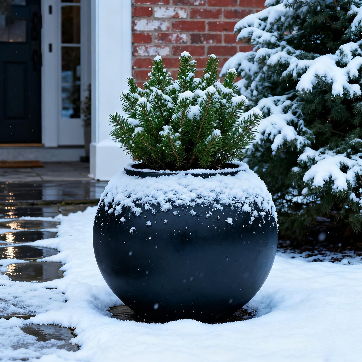 Yaghpy Large Round Planter,Planters for Indoor Plants & Outdoor,Durable Plastic Material Sphere Planter with Drainage Hole & Rubber Plug Weather Resistant,Plant Pot