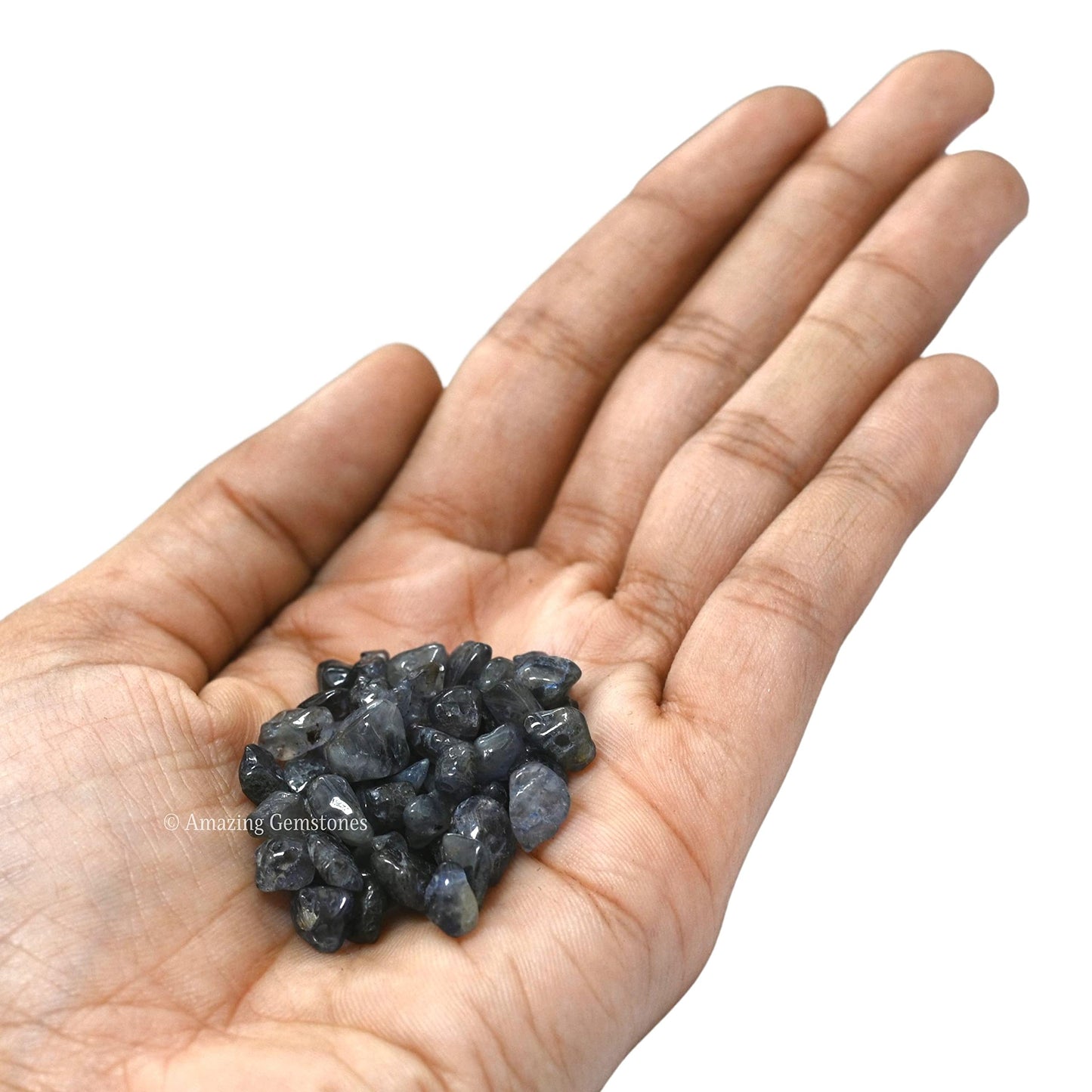 Iolite Pre Drilled Natural Crystals Crushed Chips Beads for Jewelry Making, DIY Handmade Healing Crystals (25 Inch Strand)