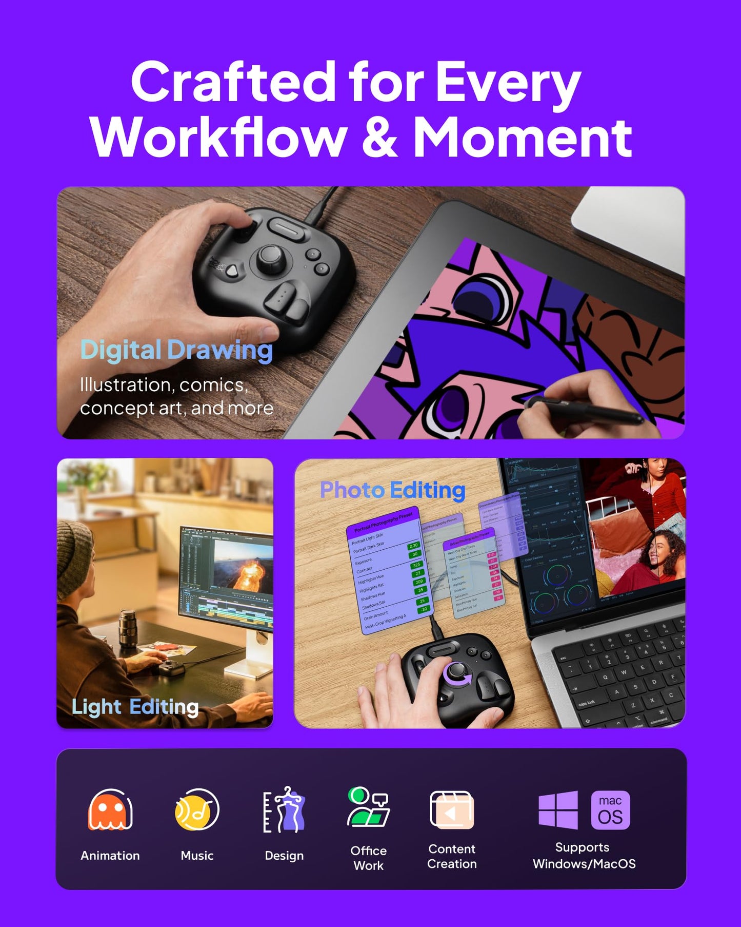 TourBox Lite - Editing Keyboard Compact, Artists Go-to Drawing Macro Keypad, Works with Photoshop, CSP & More, Creative Controller with Custom Software, Streamline All Workflows - Wired Only
